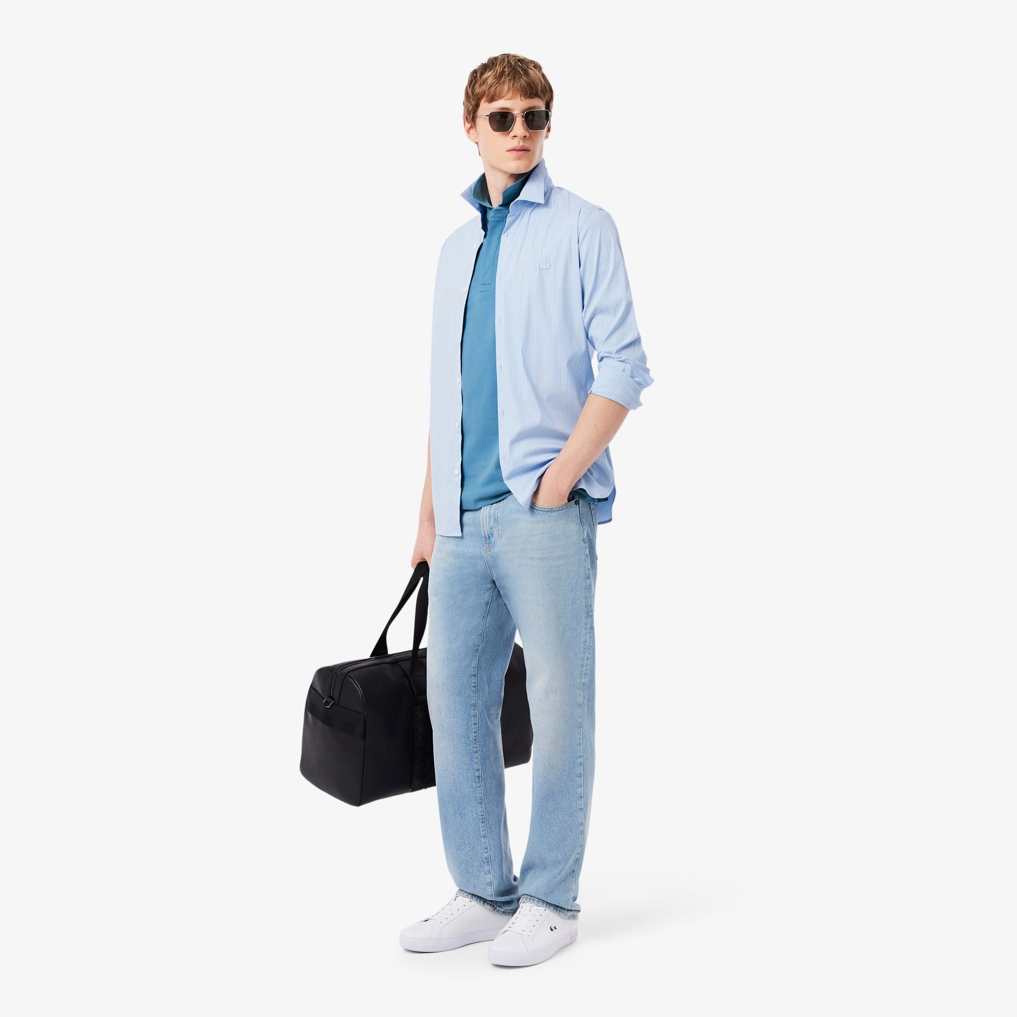 Men's Regular Fit Paris Stretch Piqué Polo - Bleu