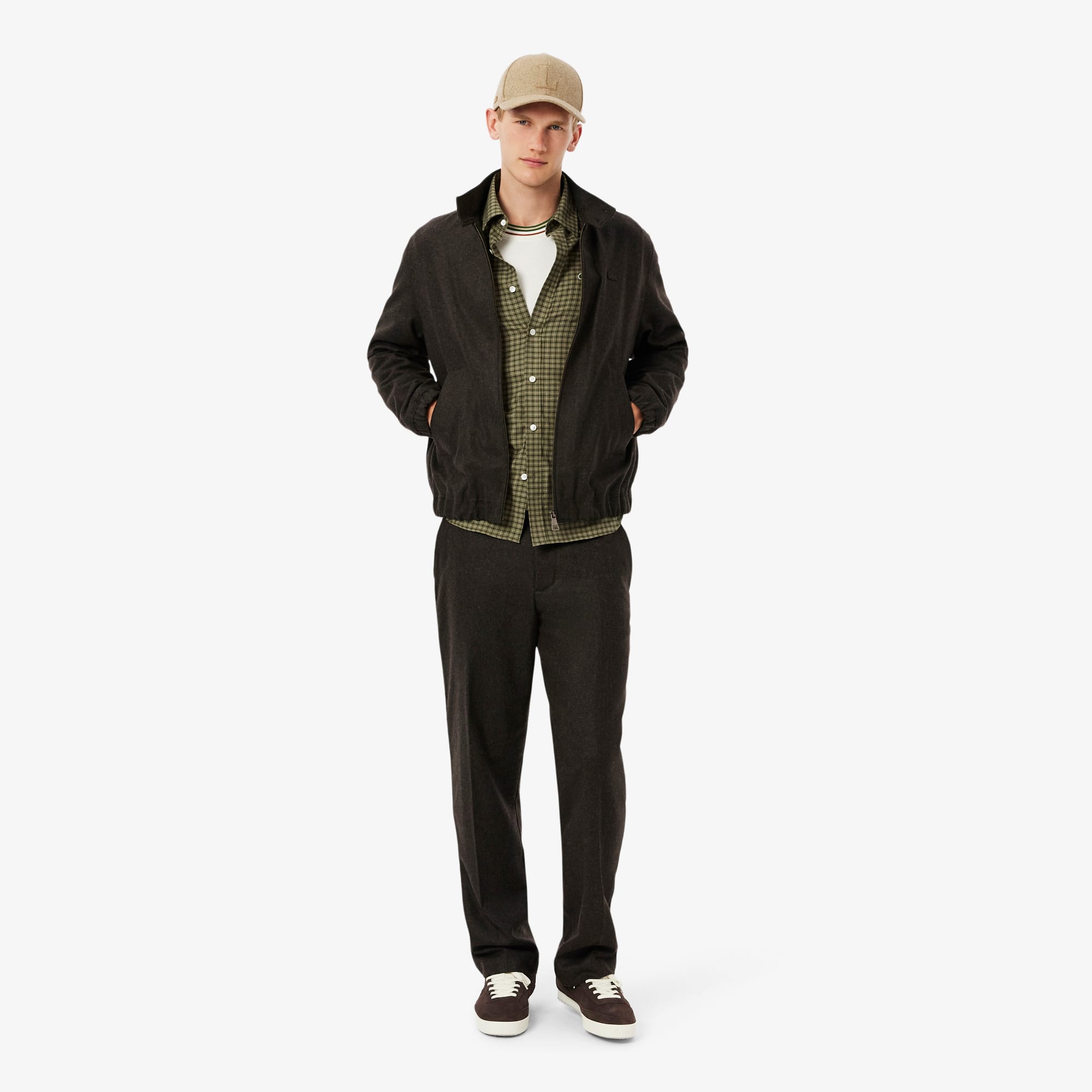 Men's Regular Fit Plaid Flannel Shirt - Khaki Green / Green