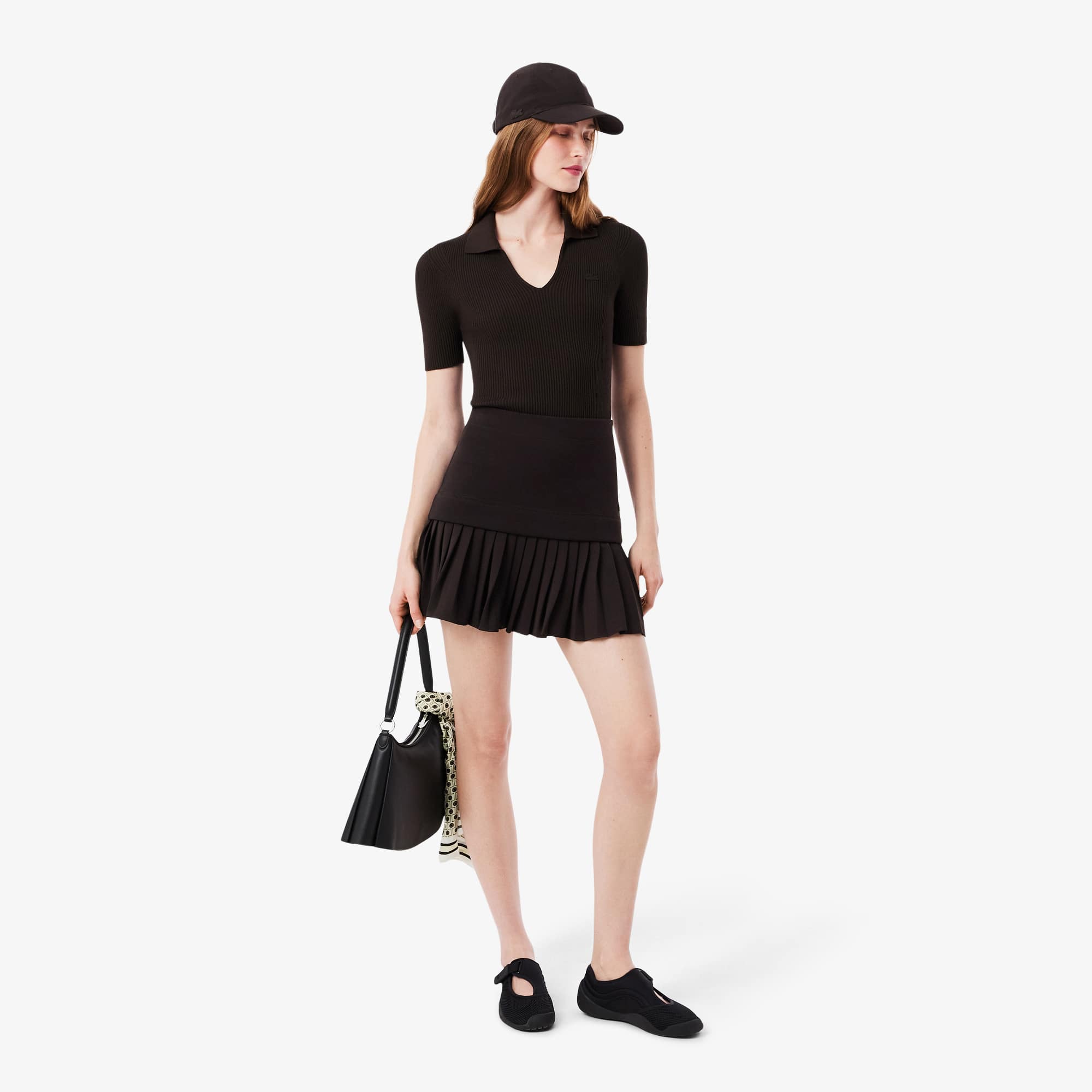 Pleated Cotton Skirt - Brown