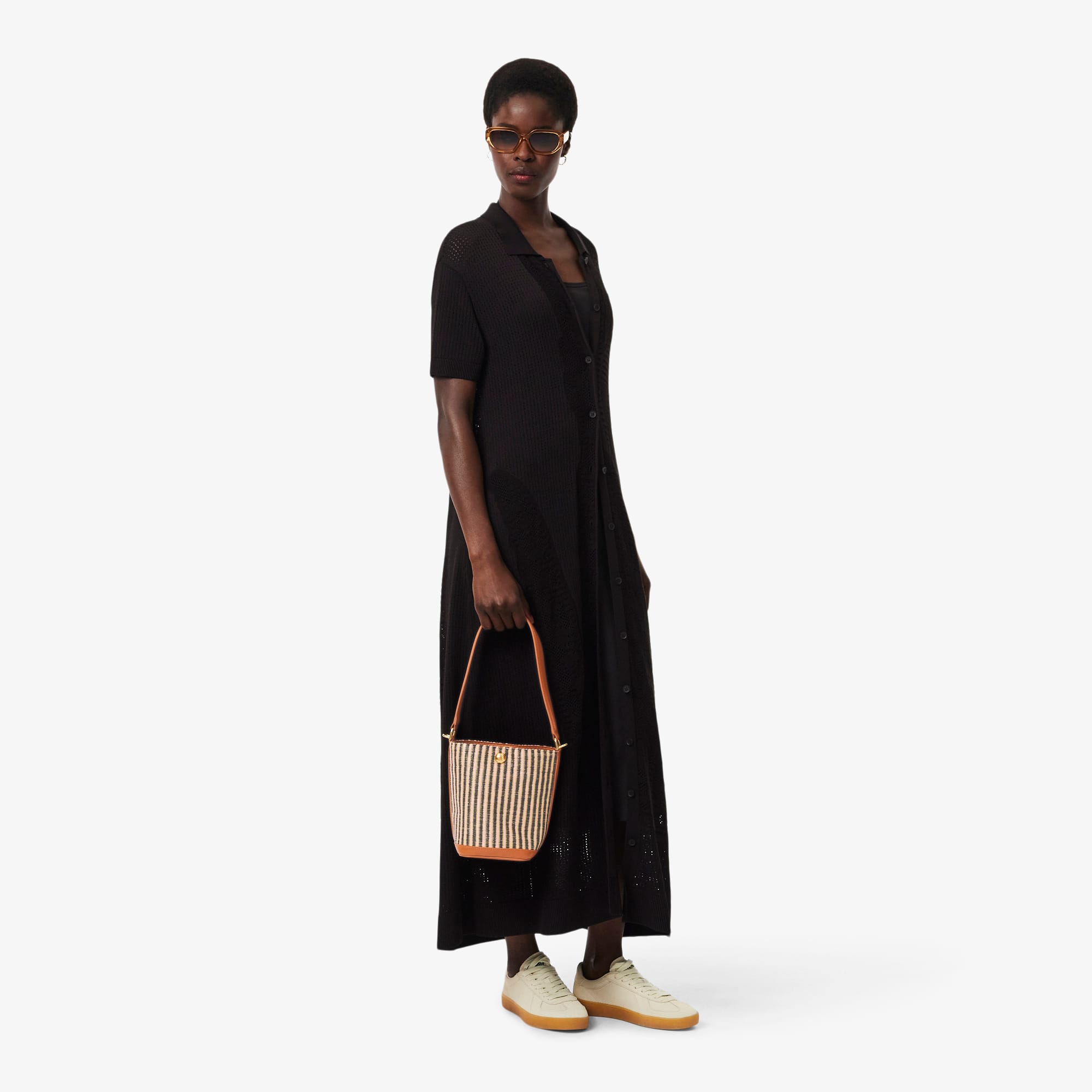 Small Summer Pack Raffia Bucket Bag - NATURAL NOIR TAN