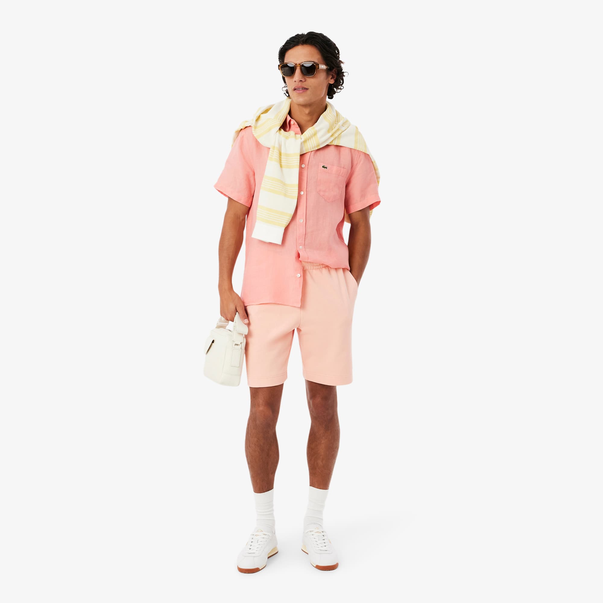 Men's Short Sleeve Linen Shirt - Rose
