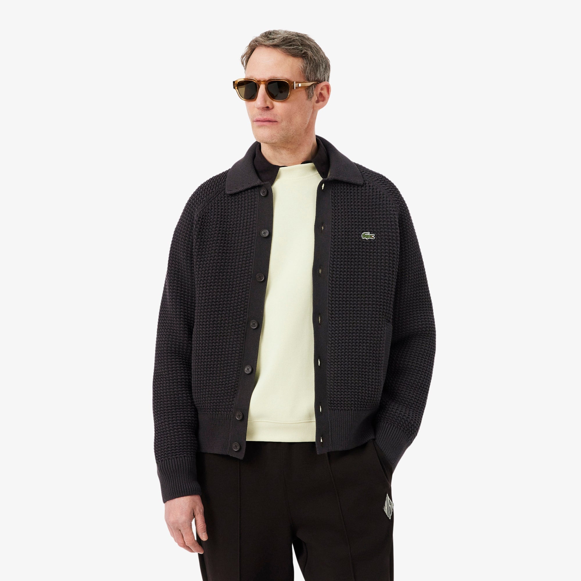 Chunky Knit Textured Jacket - Brown