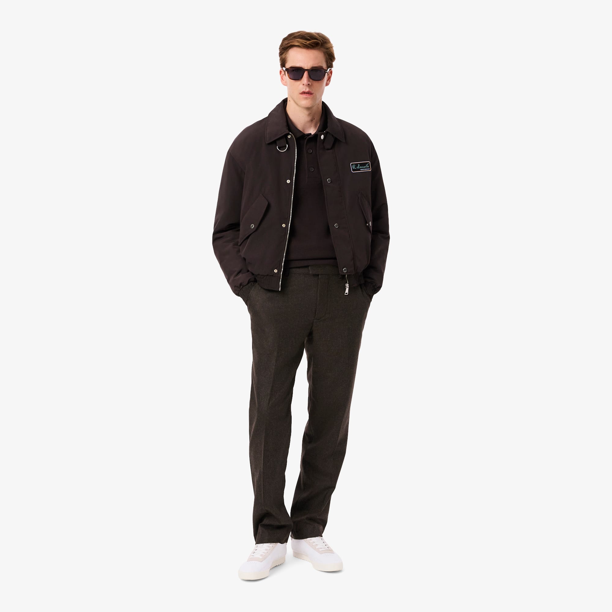 Men's Straight Fit Chevron Wool Pants - Brown