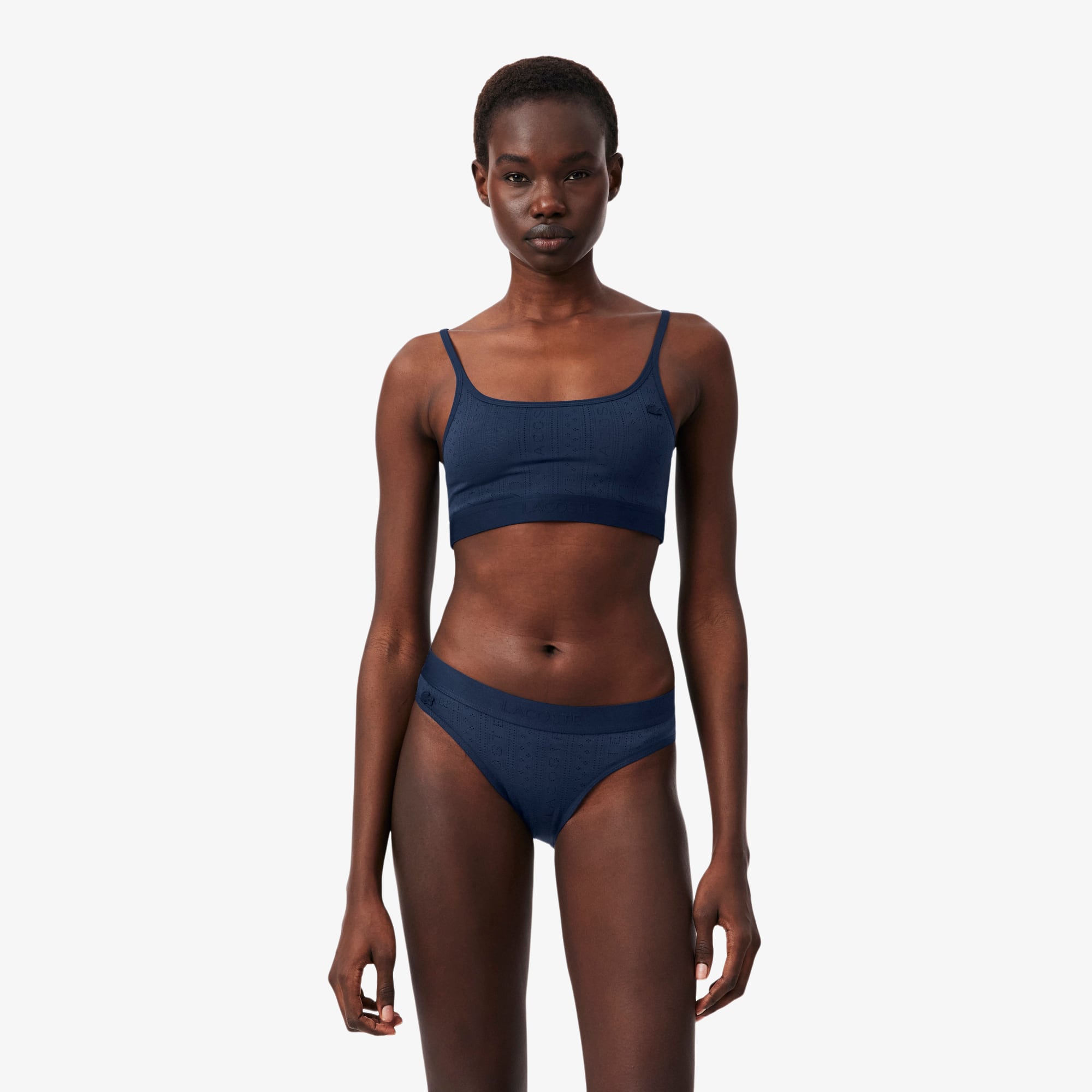 Stretch Pointelle Briefs - Navy Blue