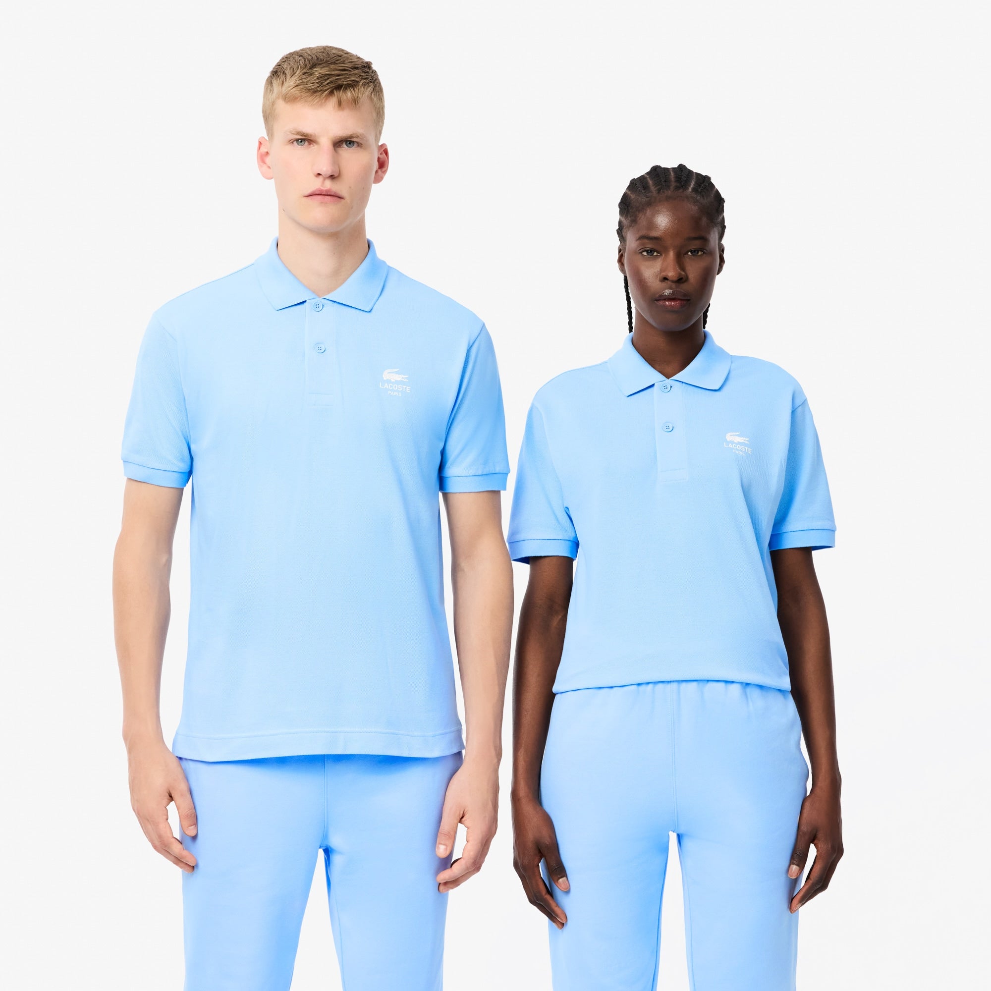 Unisex Classic Fit Signature Print Polo - Pastel blue