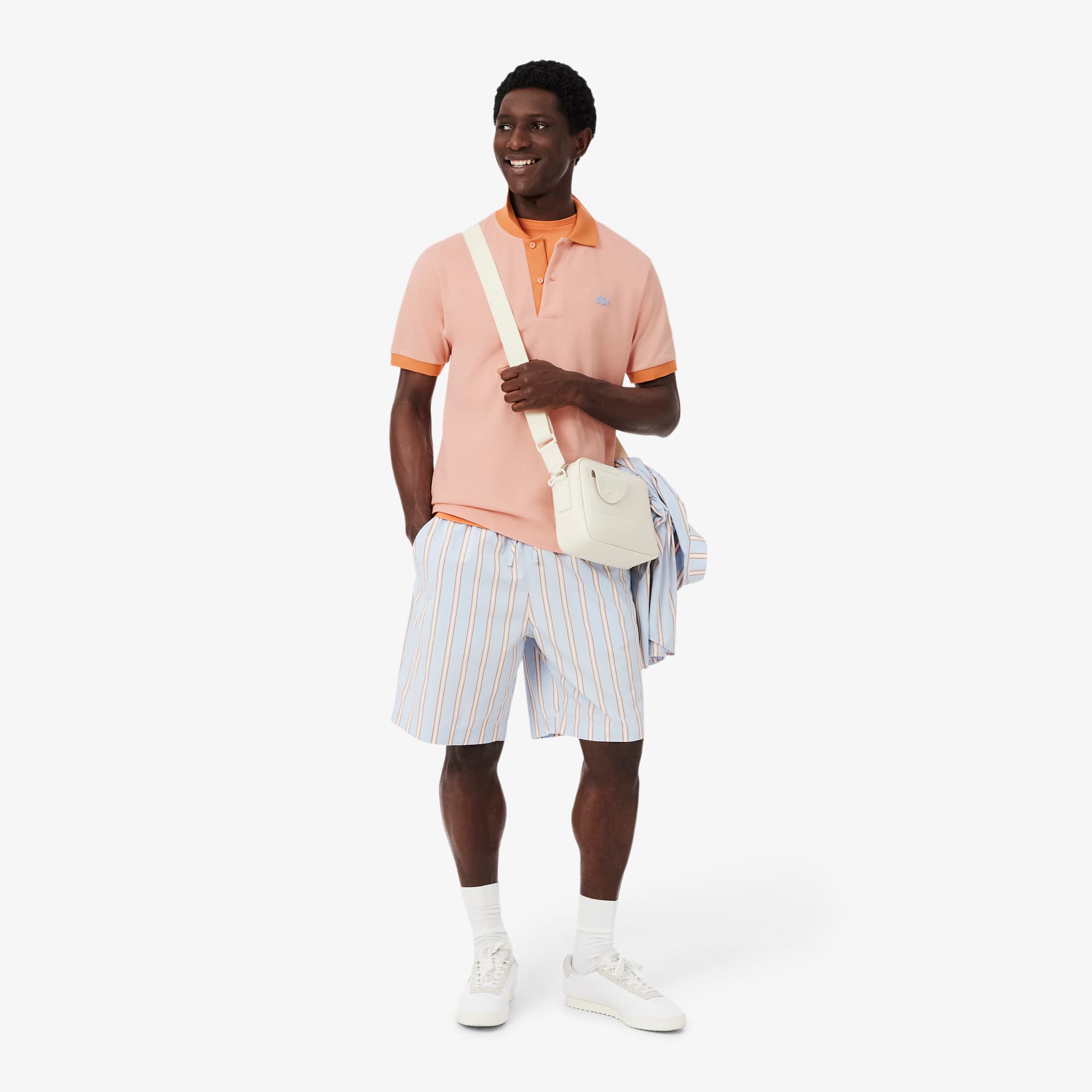 Classic Fit Contrast Rib Polo - Rose / Orange