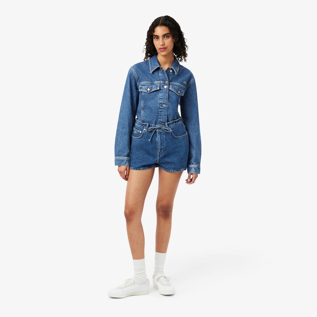 Cotton Denim Shorts - Blue Chine