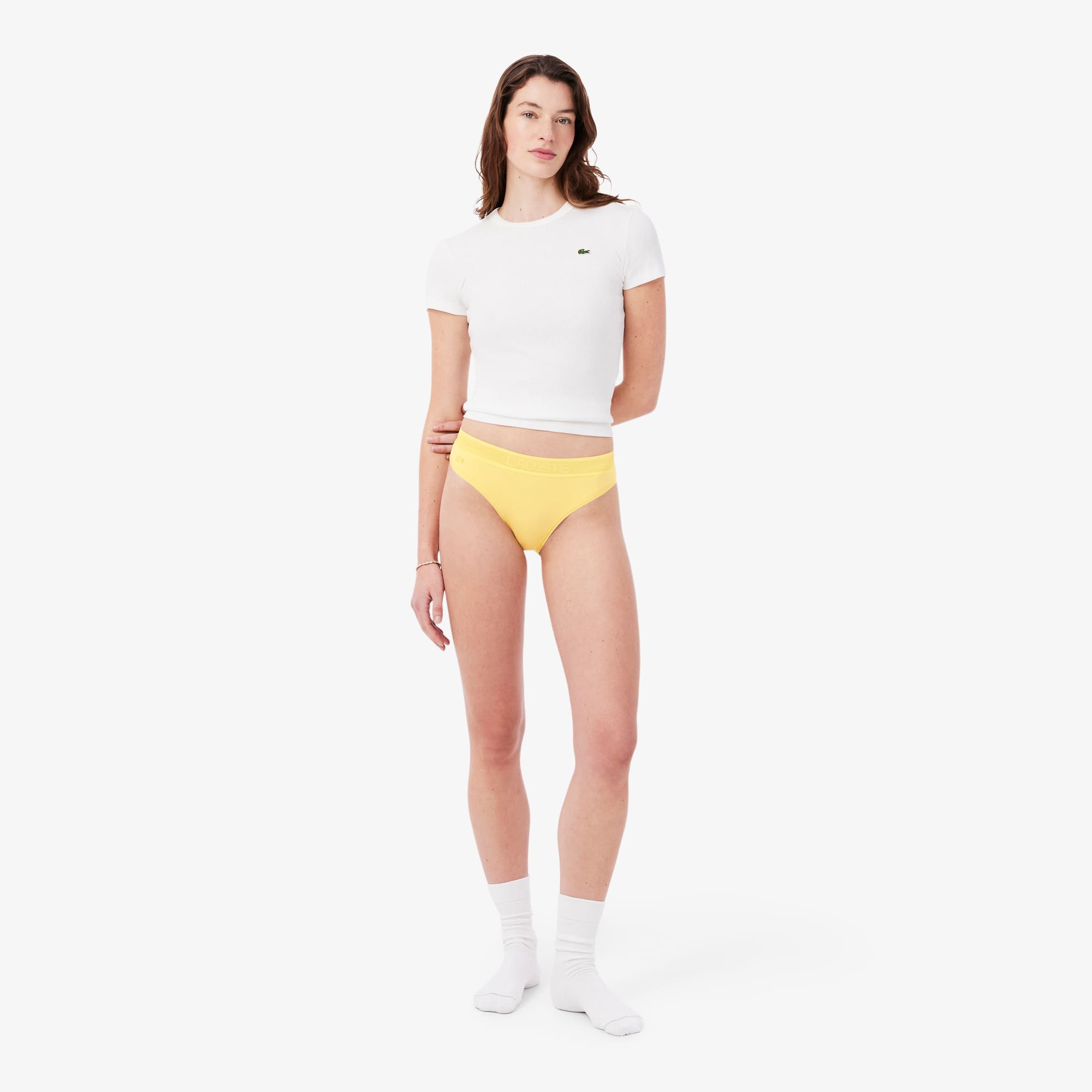 Logo Waist Mesh Briefs - Pastel yellow