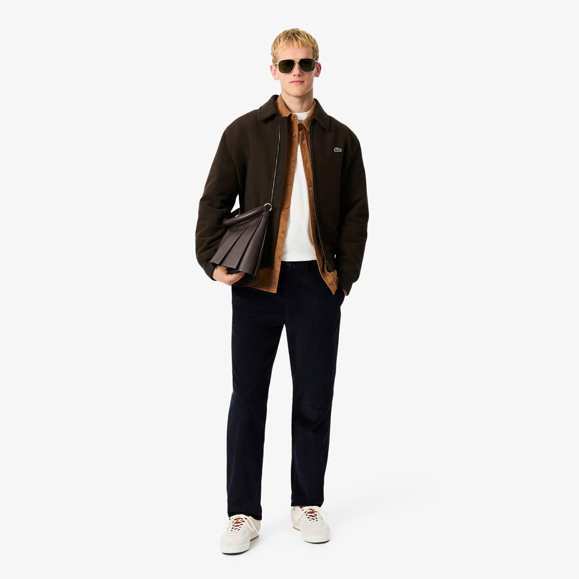 Men's Regular Fit Velour Shirt - Brown