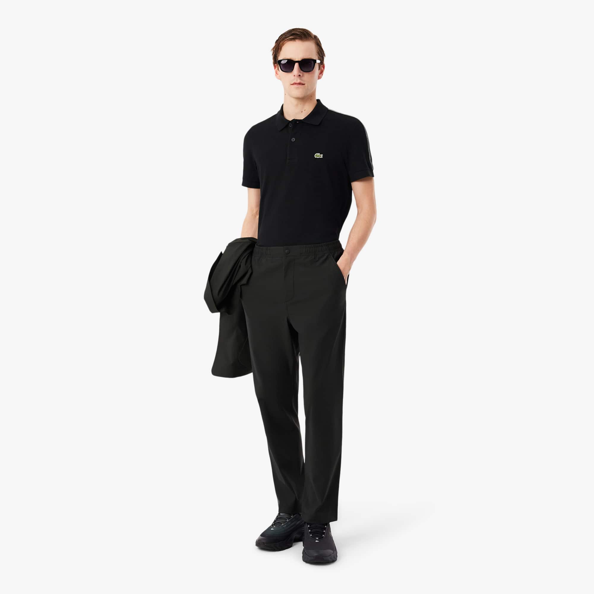 Regular Fit Logo Stripe Polo - Black