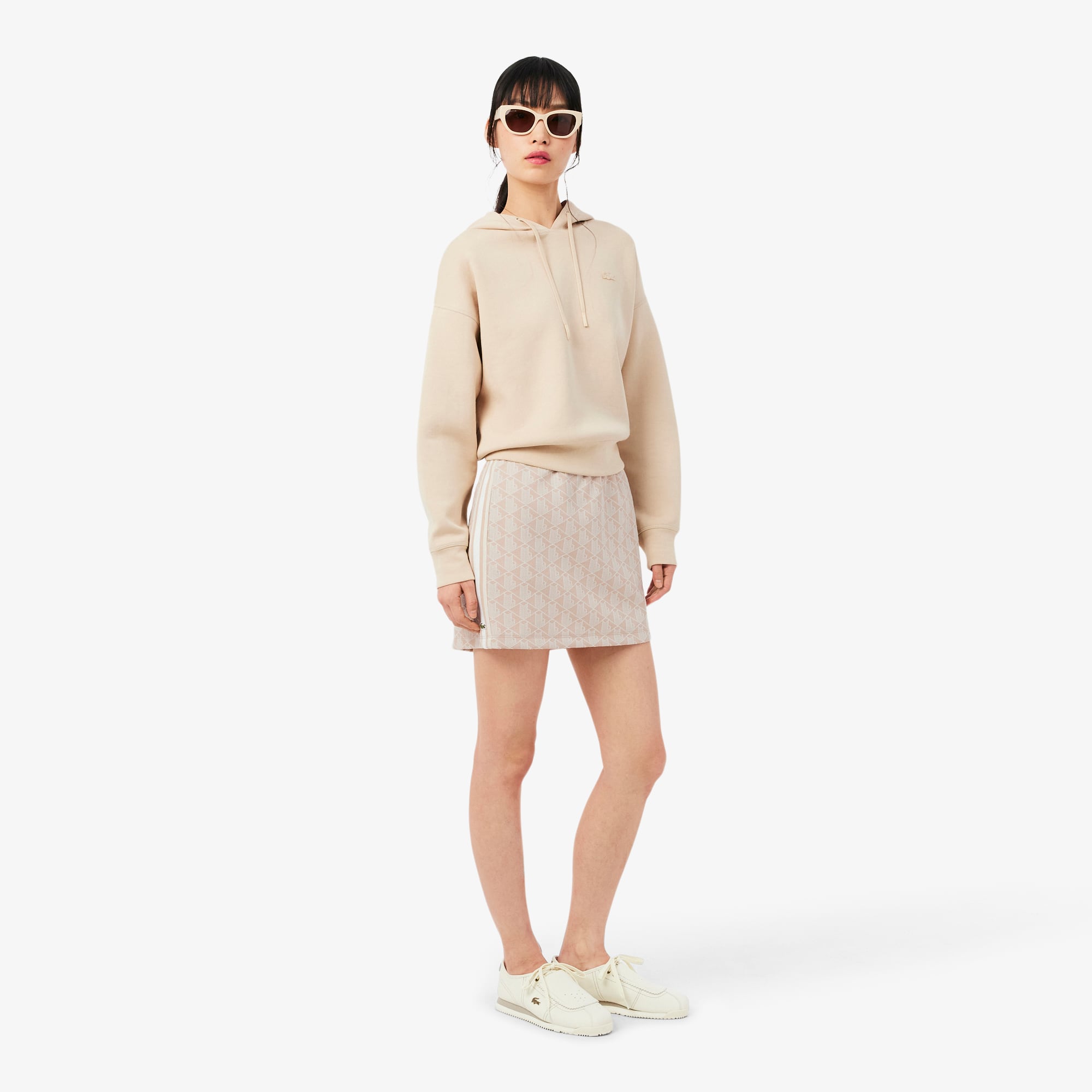 Monogram Skirt - Beige / Blanc
