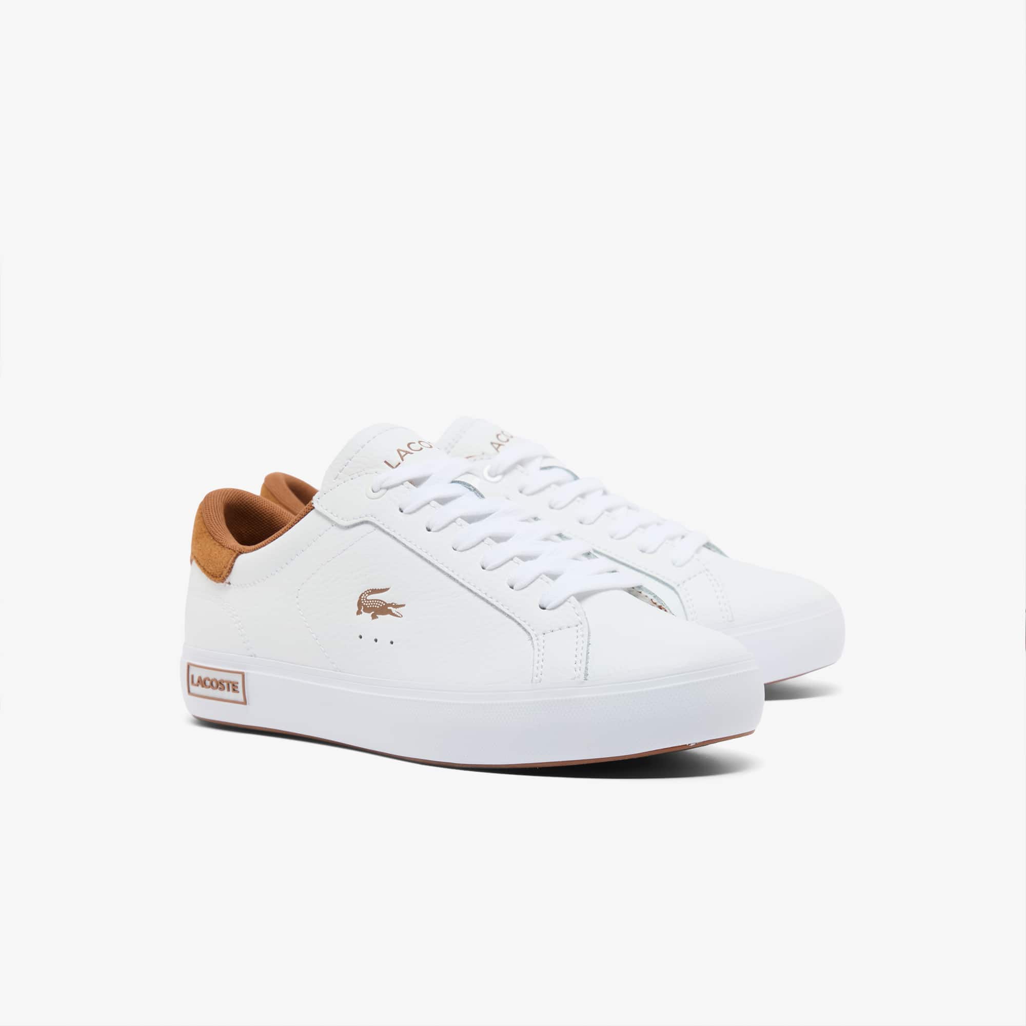 Women's Powercourt Leather Sneakers - WHITE/BROWN