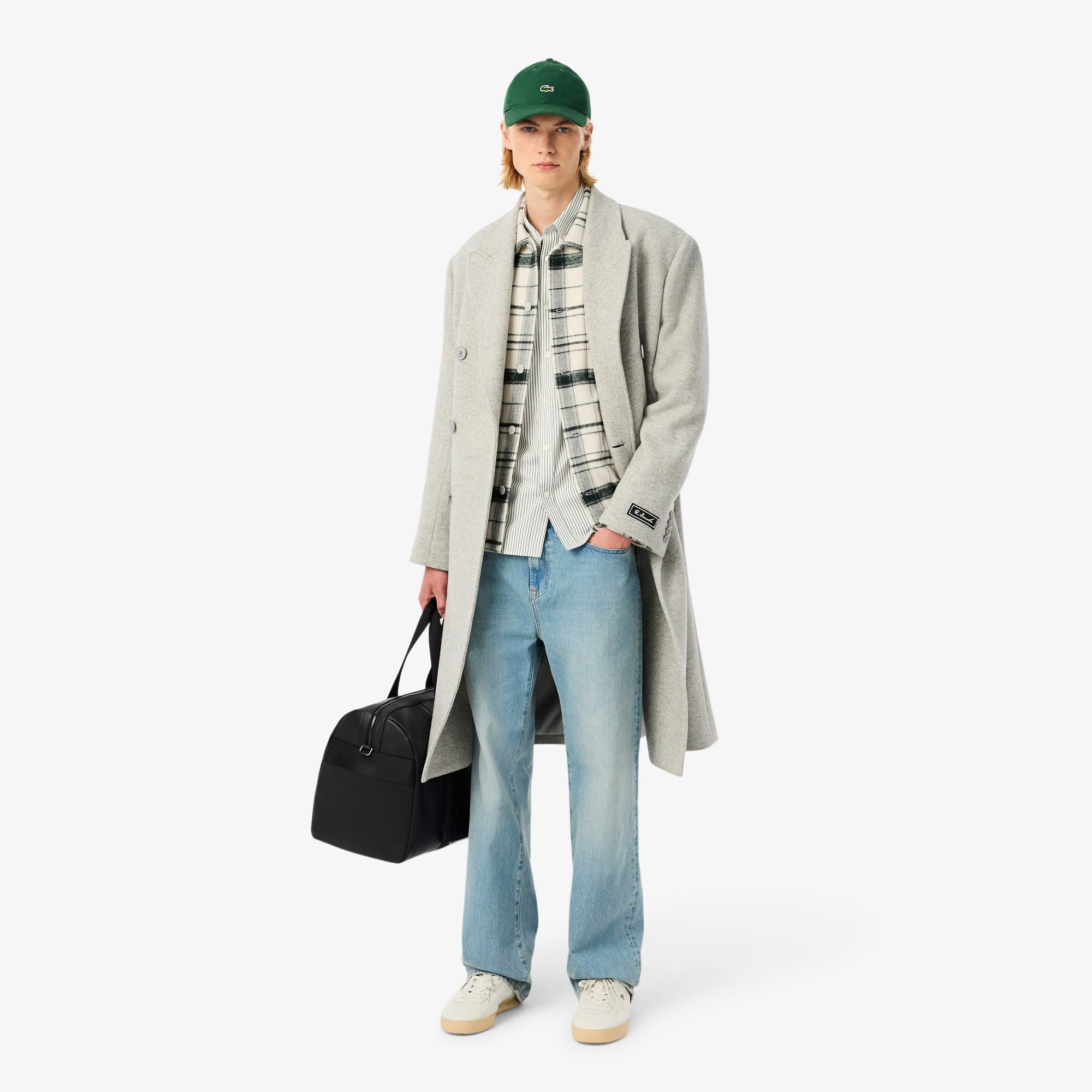 Men's Cotton Plaid Overshirt - White / Green / Grey Chine