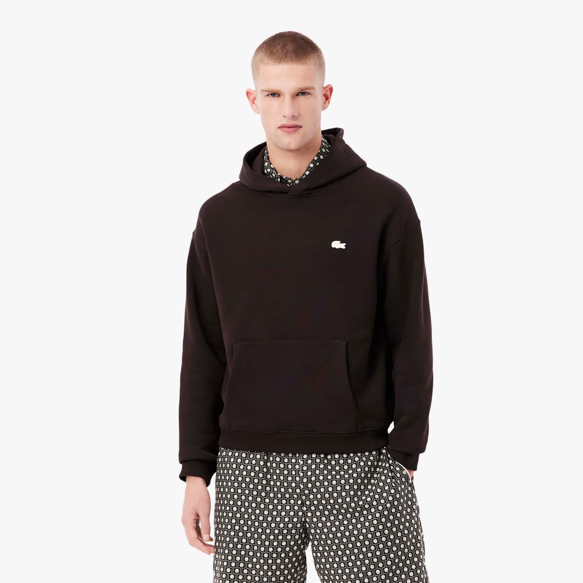 Loose Fit Printed Hoodie - Brown