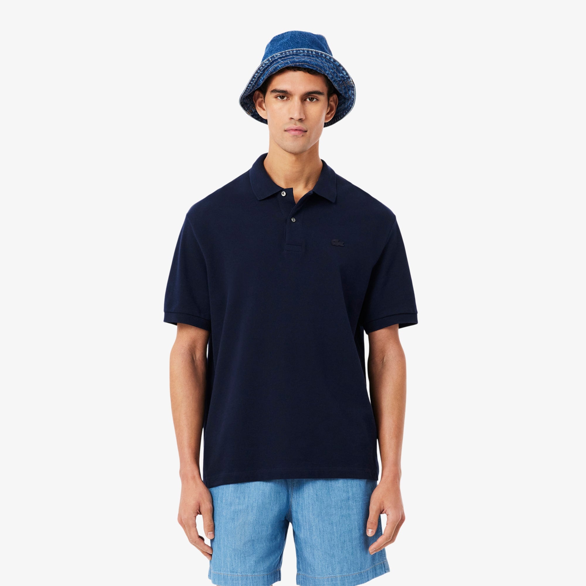 Men's Loose Fit Heavy Piqué Polo - Navy Blue