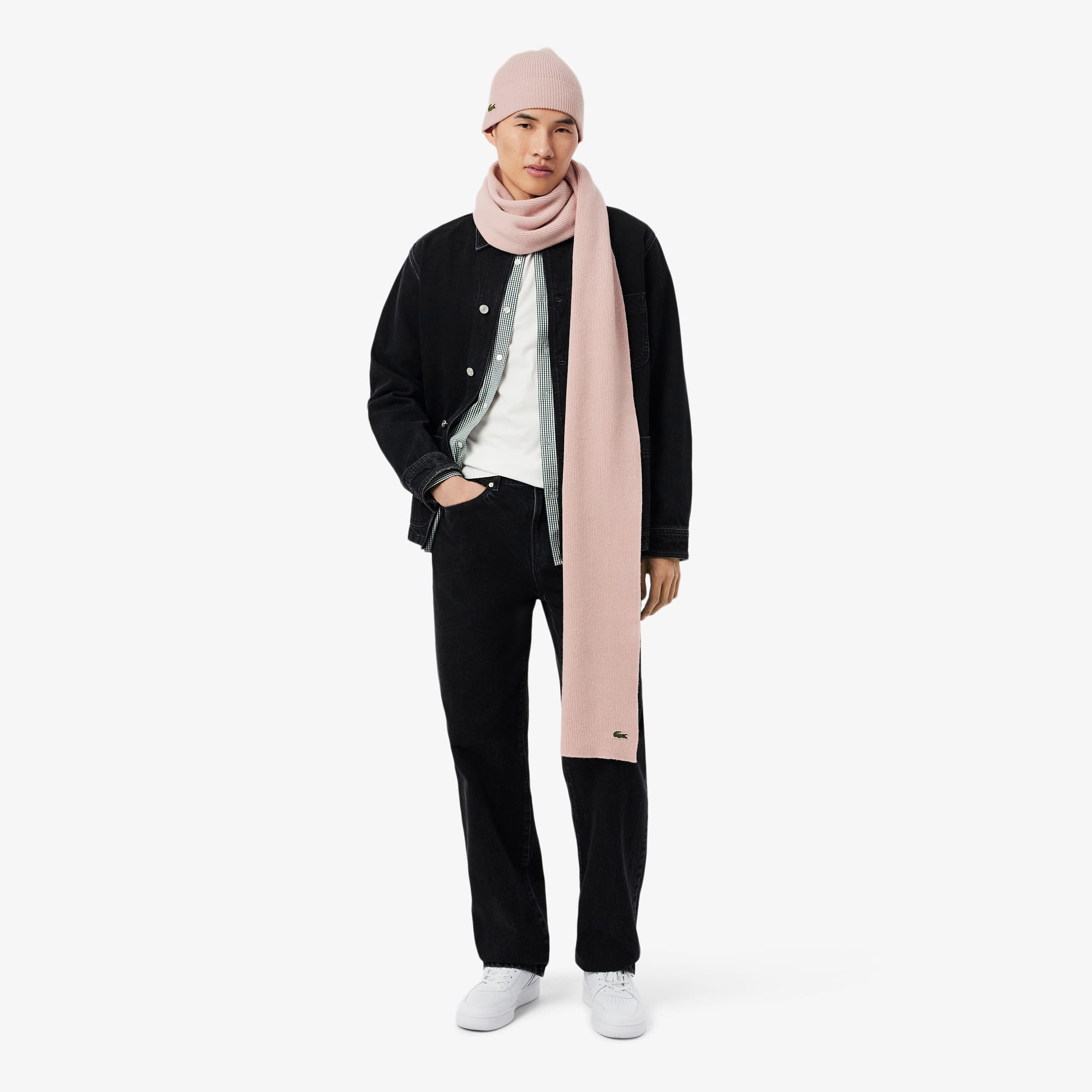 Unisex Wool Scarf & Beanie Gift Set - Light Pink