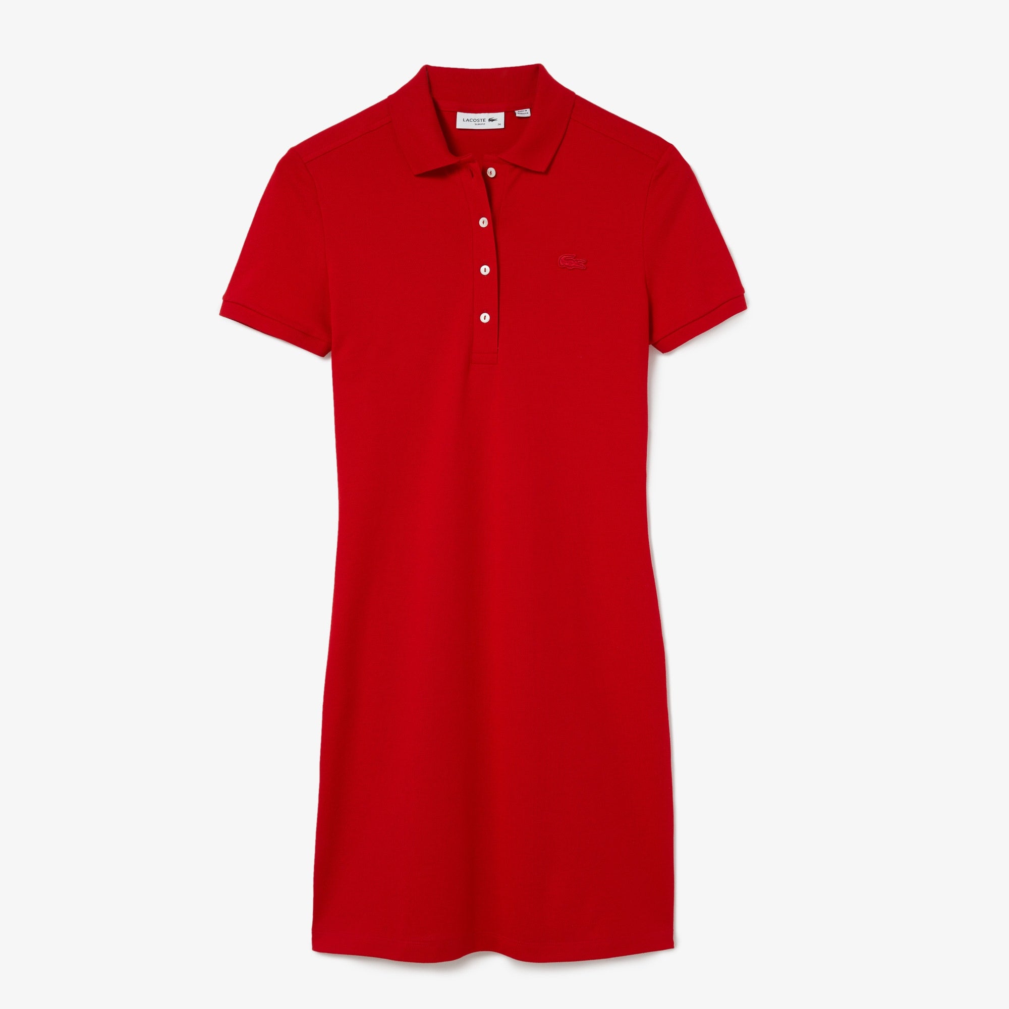Women's Slim Fit Stretch Mini Piqué Polo Dress - Red
