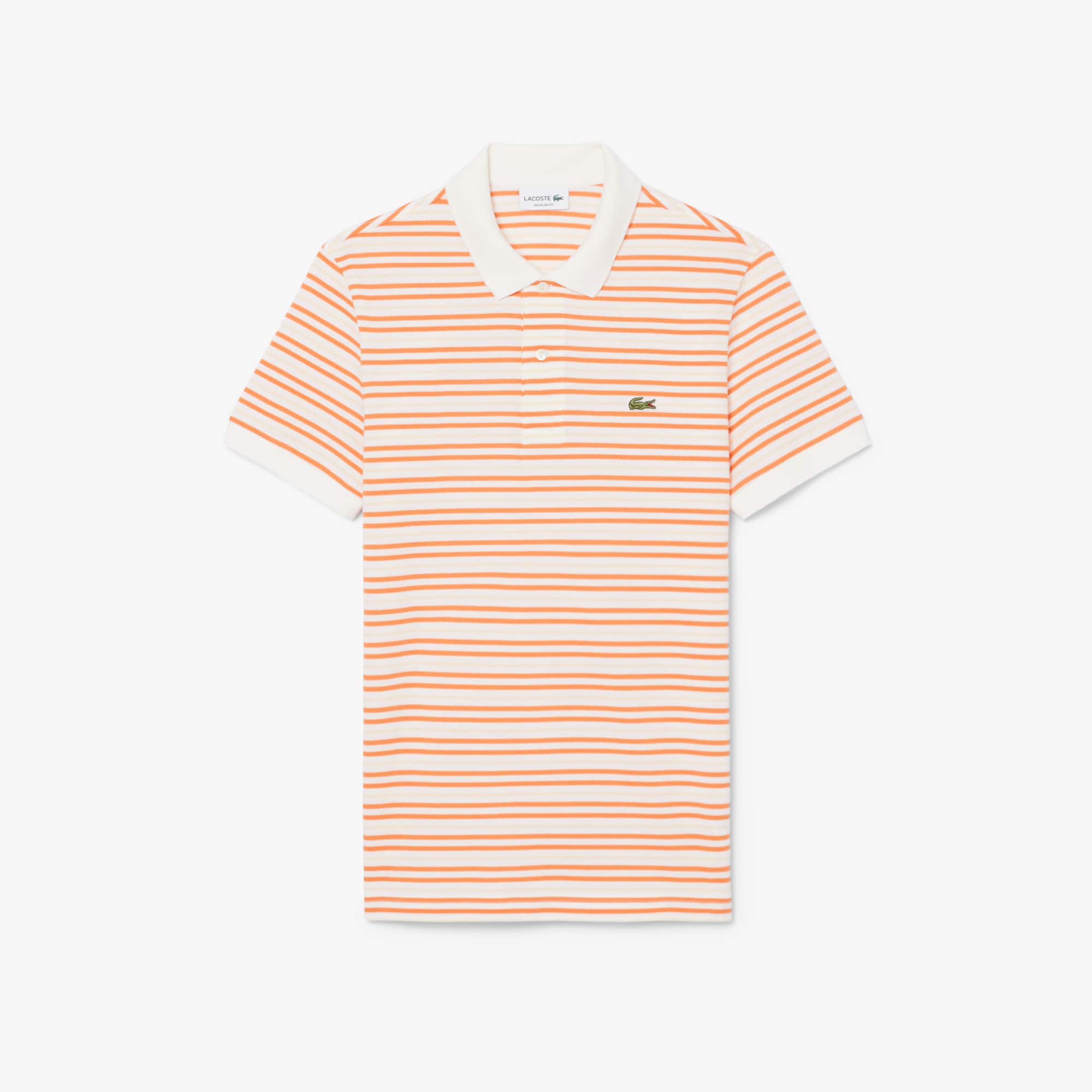 Classic Fit Striped Petit Piqué Polo - Orange / Blanc