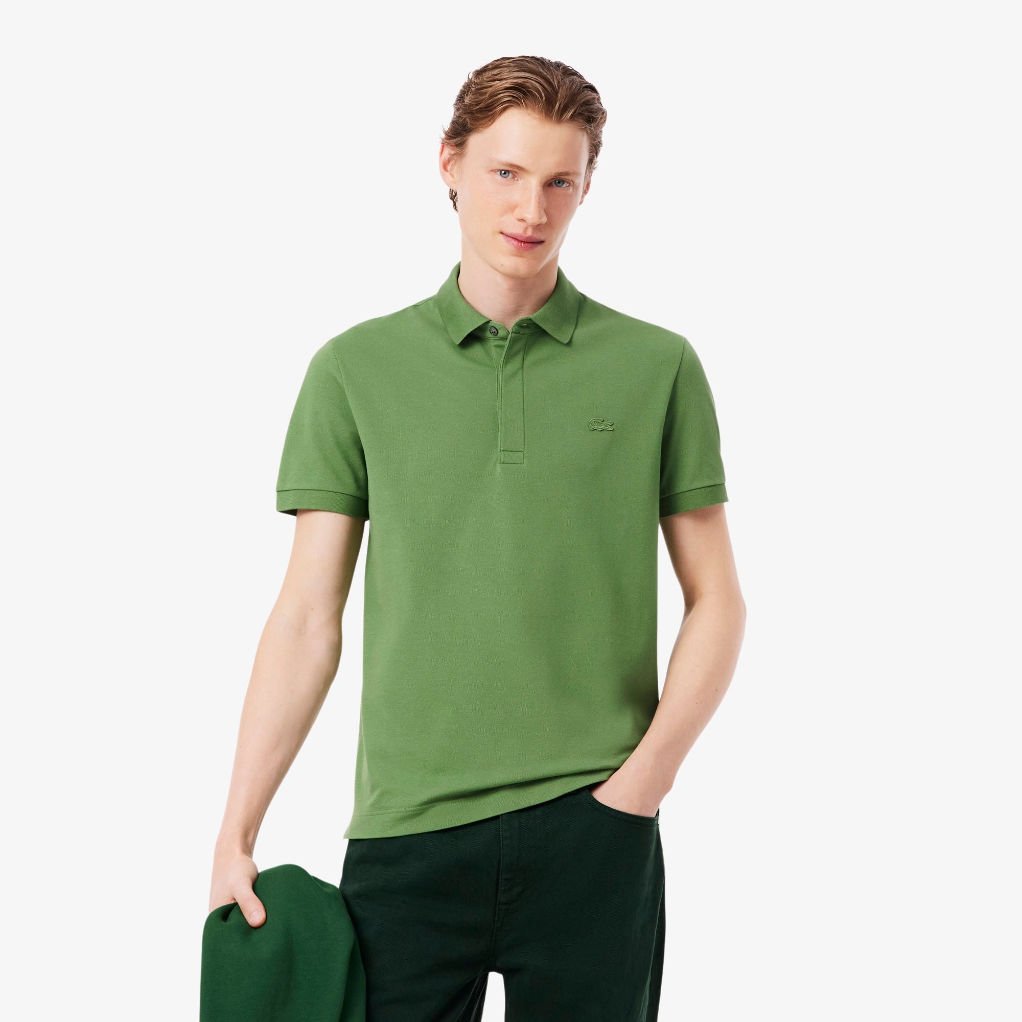 Men's Regular Fit Paris Stretch Piqué Polo - Green