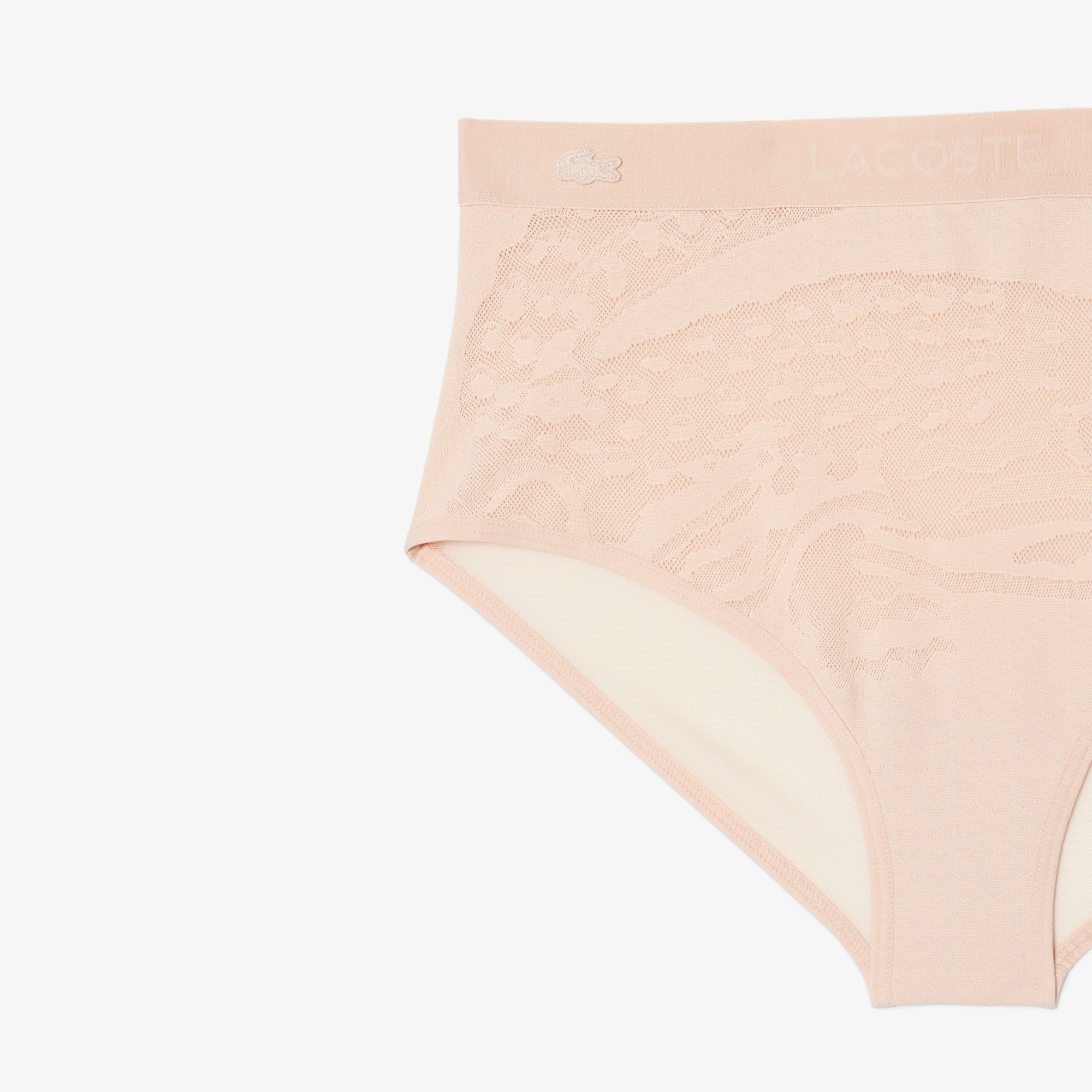 High Waist Mesh Briefs - Beige