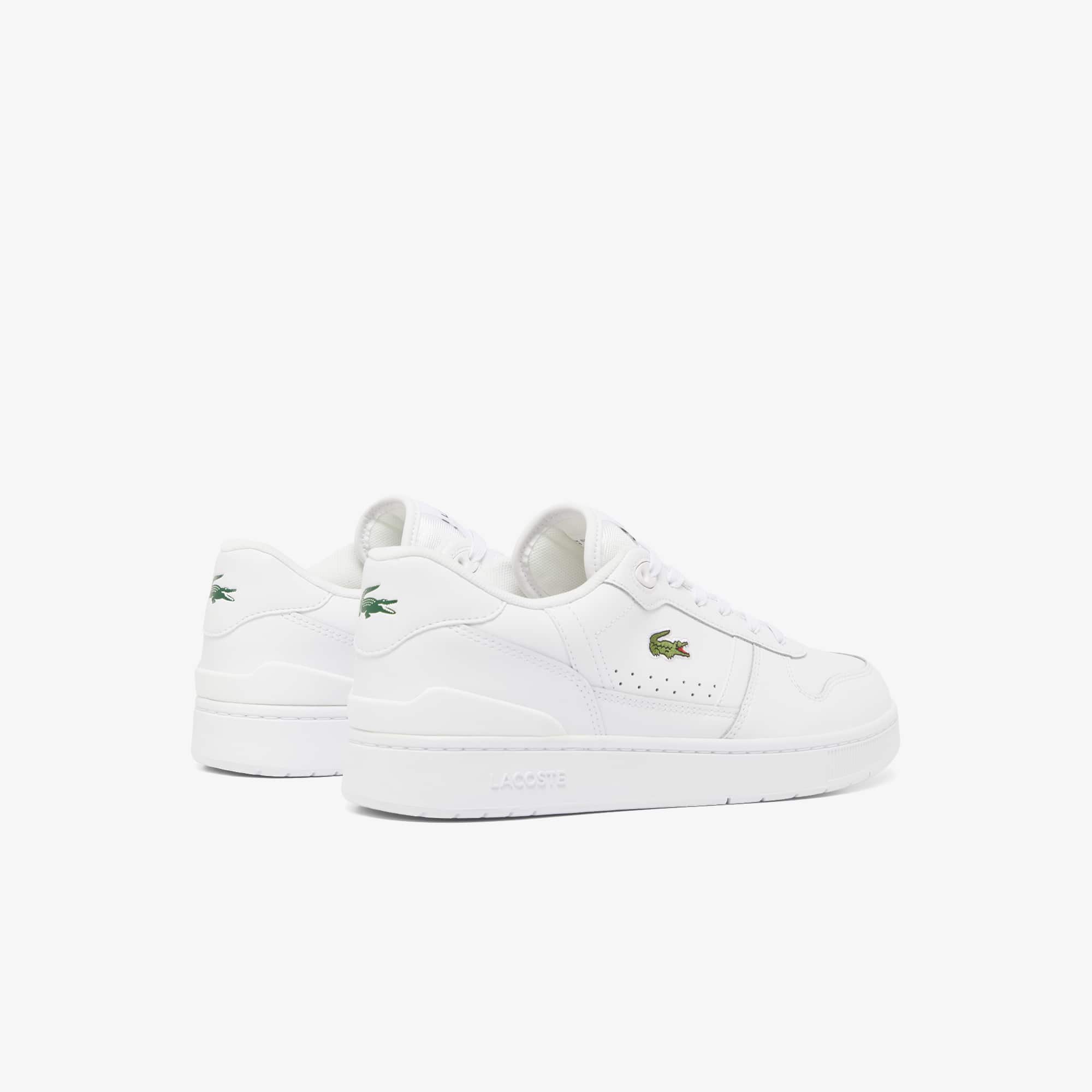 Men's T-Clip Set Leather Sneakers - WHITE/WHITE