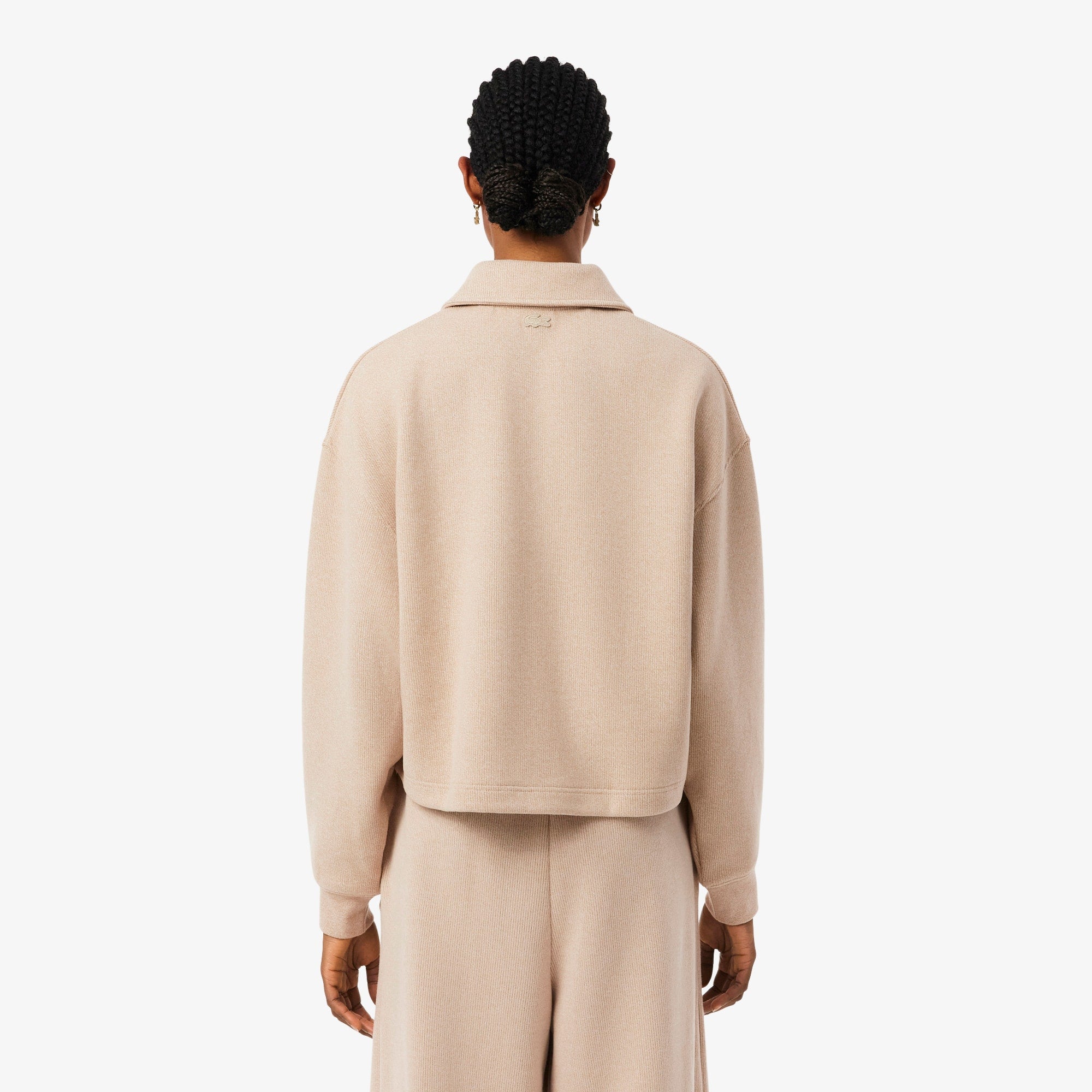 Oversized Ribbed Polo Sweatshirt - Marron