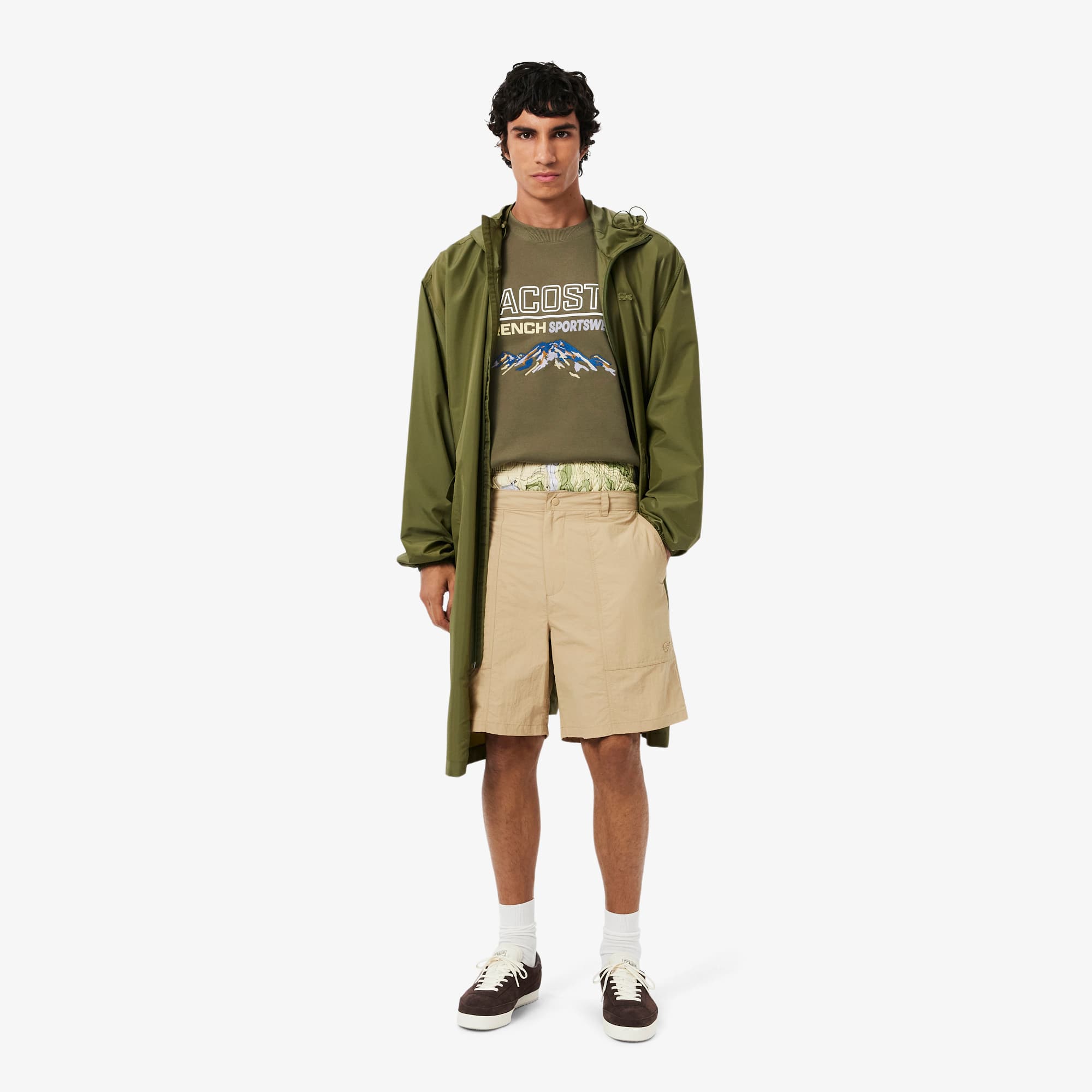 Men's Embroidered Motif Fleece Sweatshirt - Khaki Green