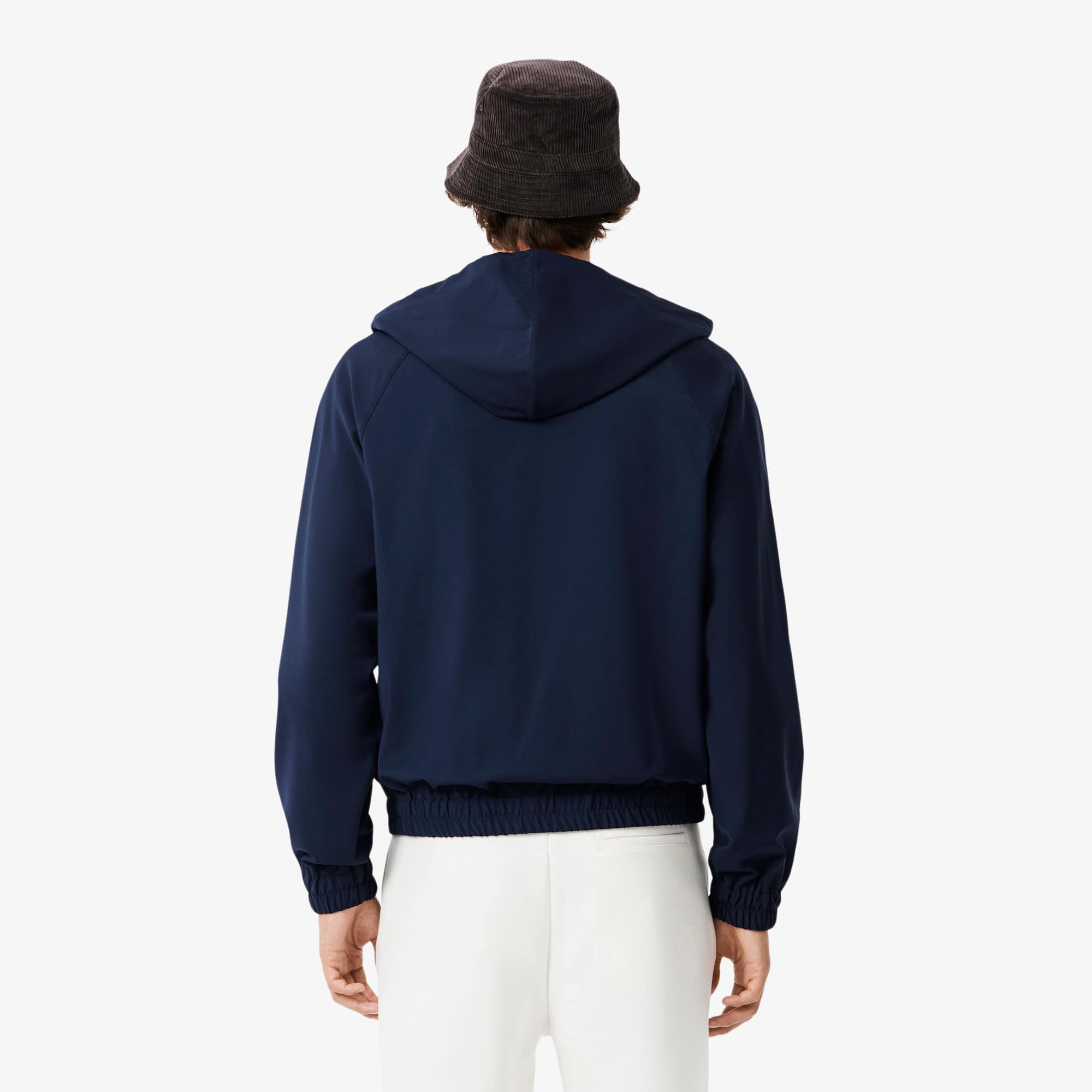 Men's Wool Blend Flannel Hooded Jacket - Navy Blue