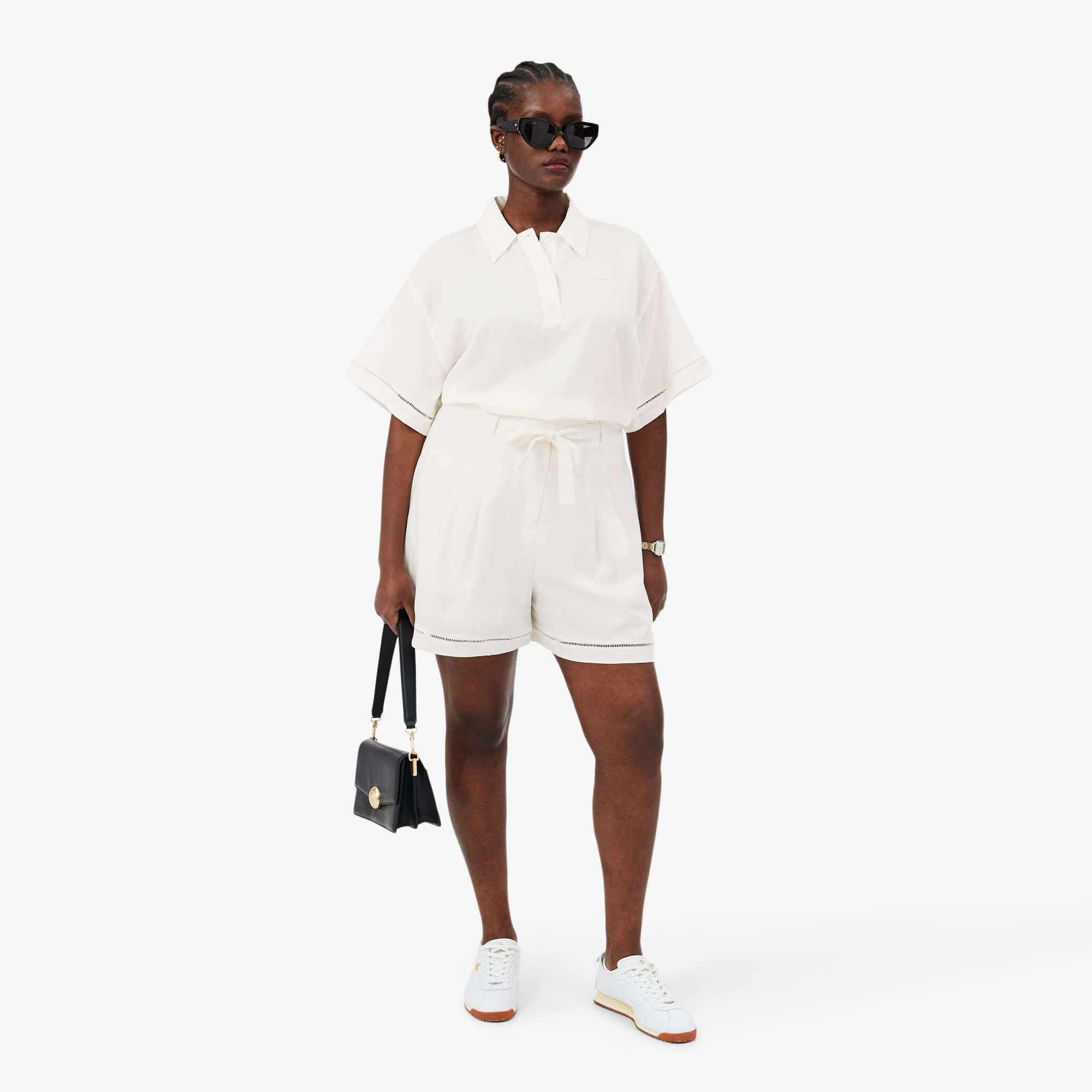 Oversized Fluid Twill Polo - White
