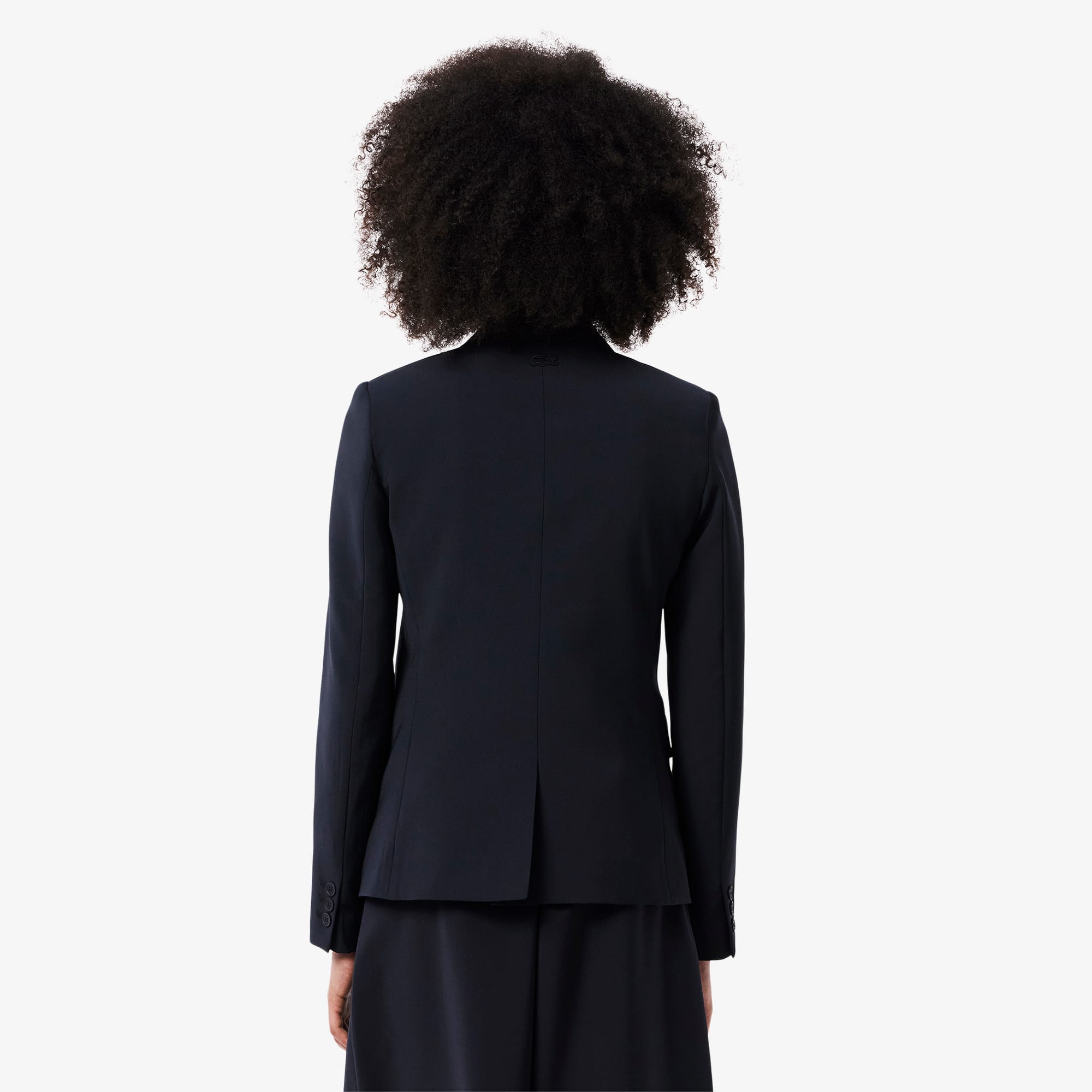Women's Embroidered Logo Slim Fit Wool Blazer - Abysm blue