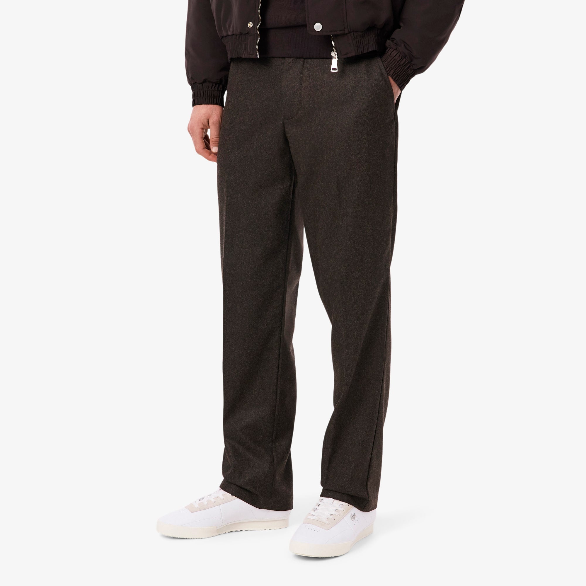 Men's Straight Fit Chevron Wool Pants - Brown