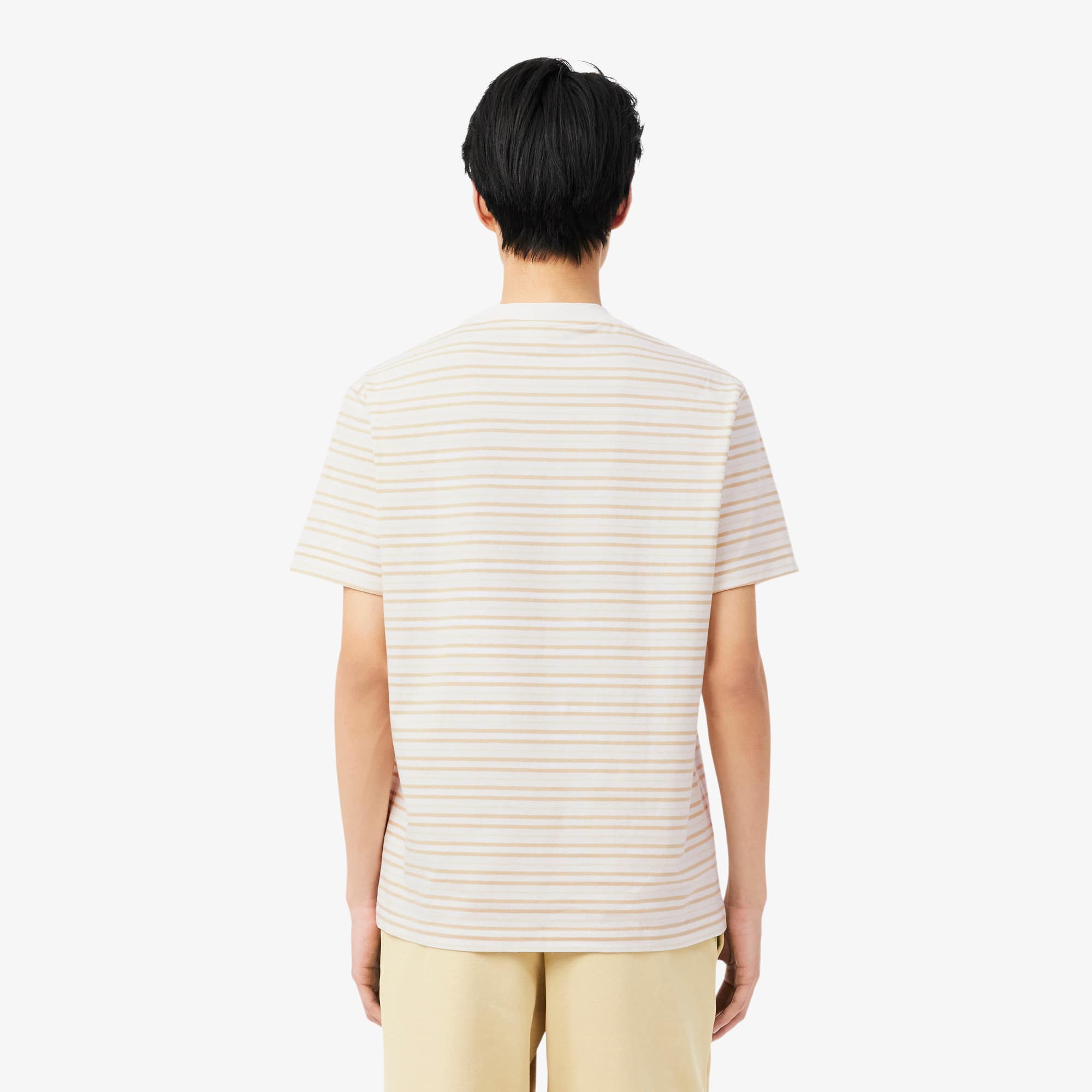 Striped Cotton T-Shirt - Beige / Blanc