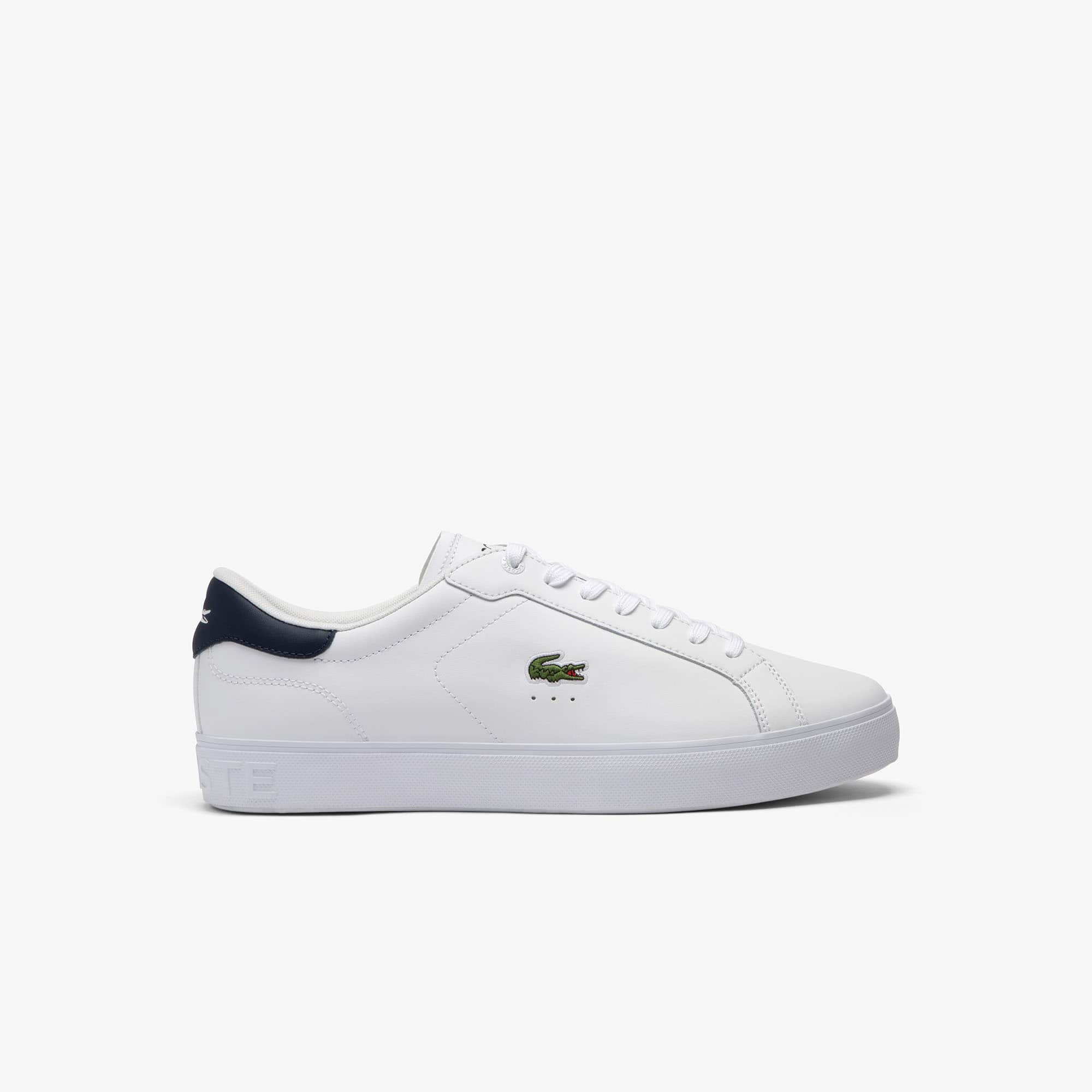 Men's Powercourt Graphic Leather Sneakers - WHITE / NAVY