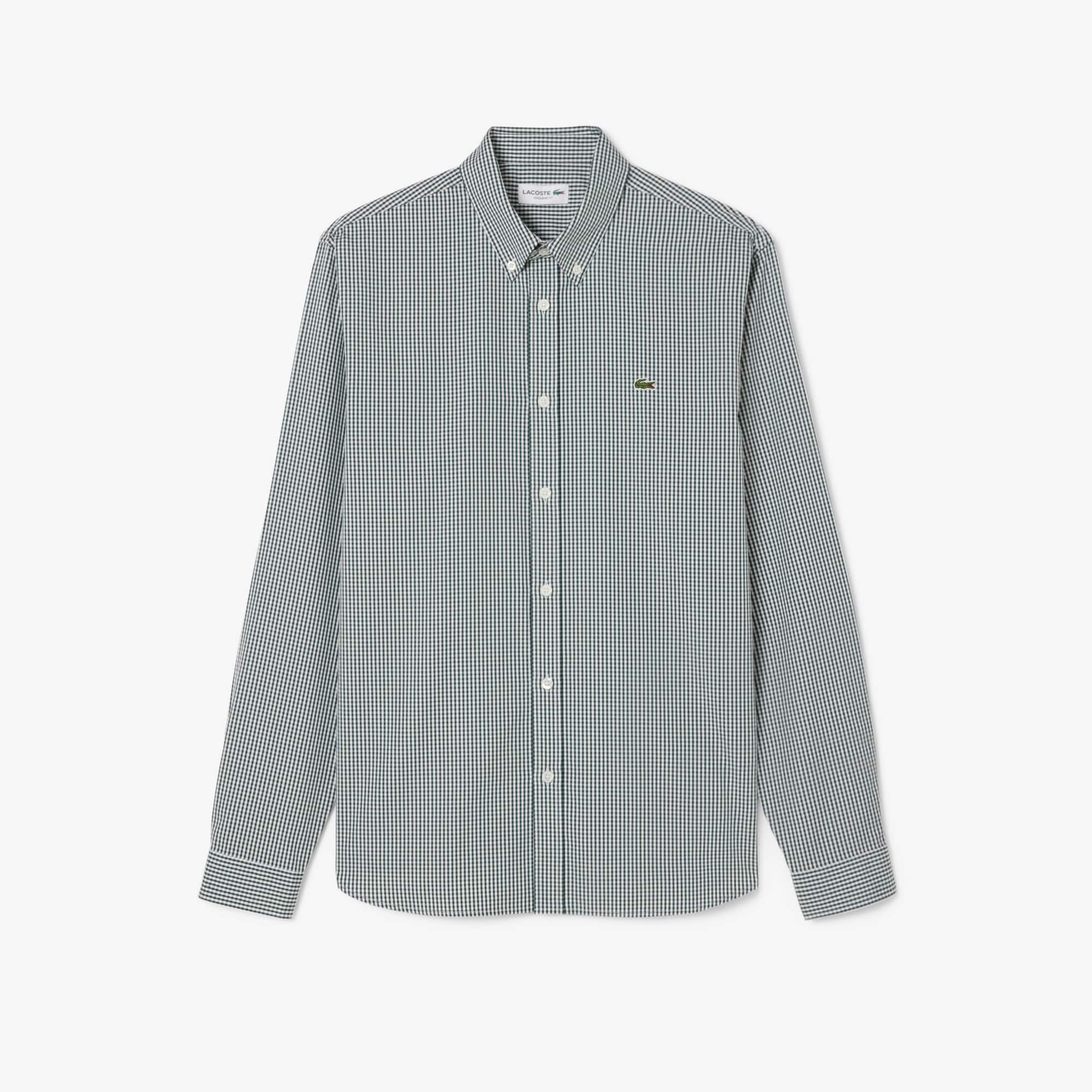 Men's Regular Fit Checked Cotton Shirt - White / Green