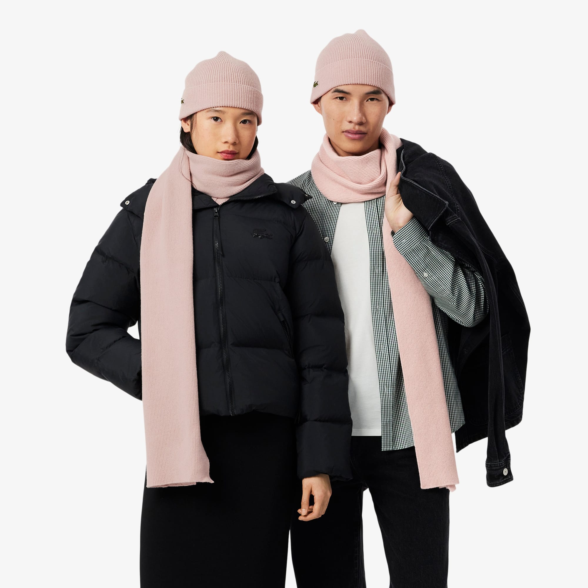 Unisex Wool Scarf & Beanie Gift Set - Light Pink