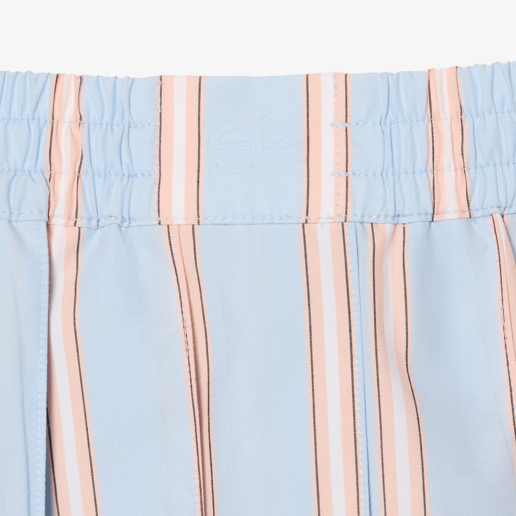 Poplin Short Striped Pleated Skirt - Bleu Clair / Rose / Blanc / Noir