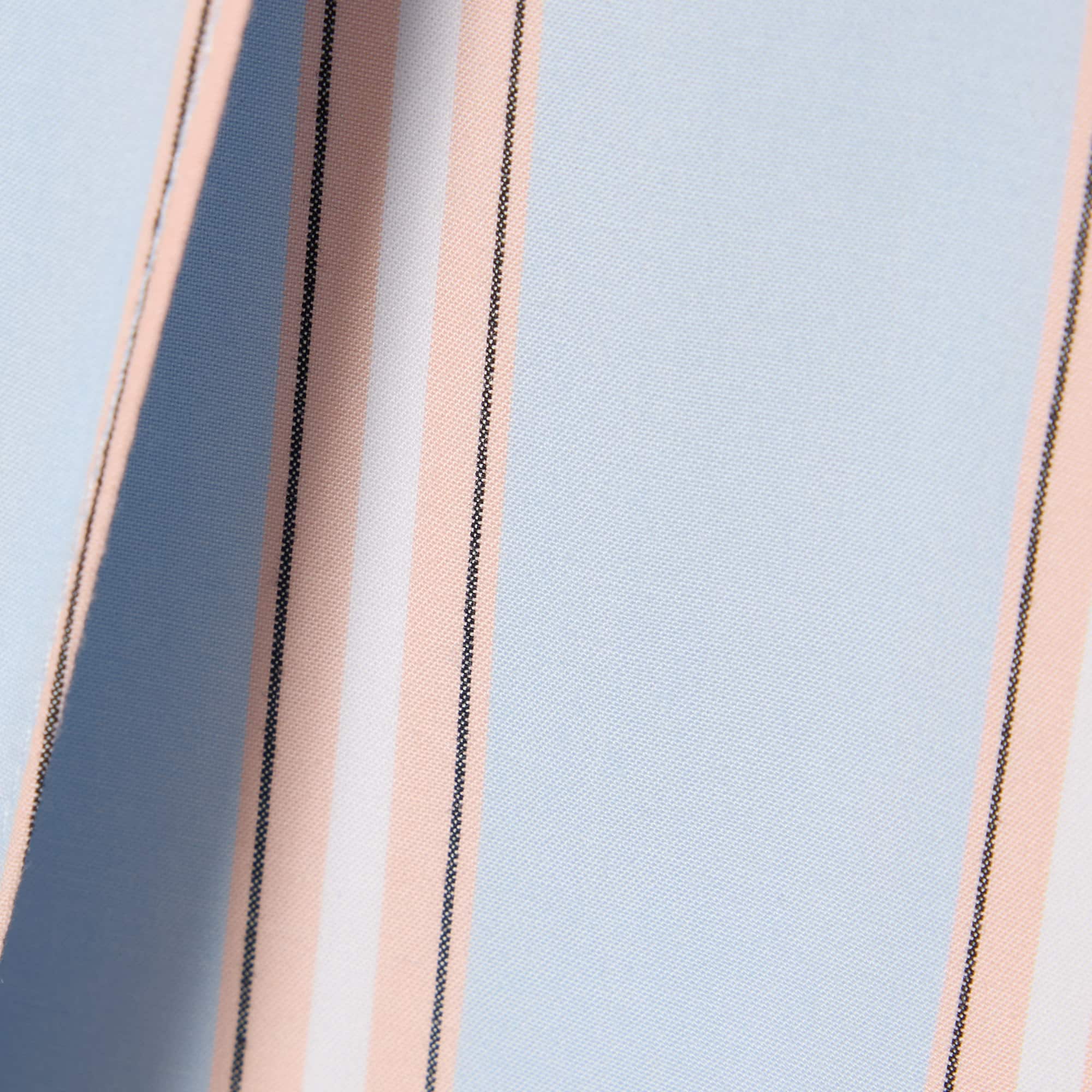 Poplin Short Striped Pleated Skirt - Bleu Clair / Rose / Blanc / Noir