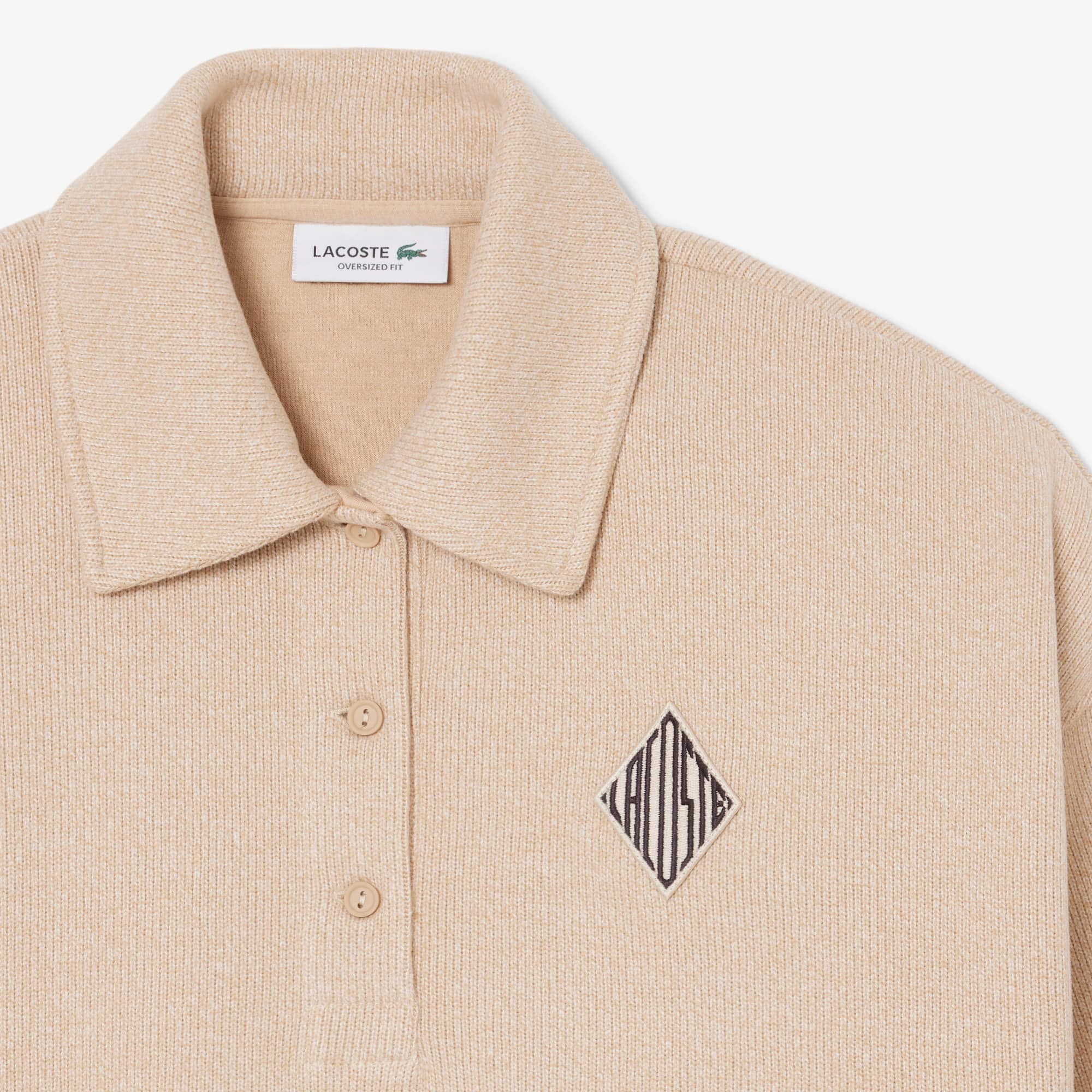 Oversized Ribbed Polo Sweatshirt - Marron