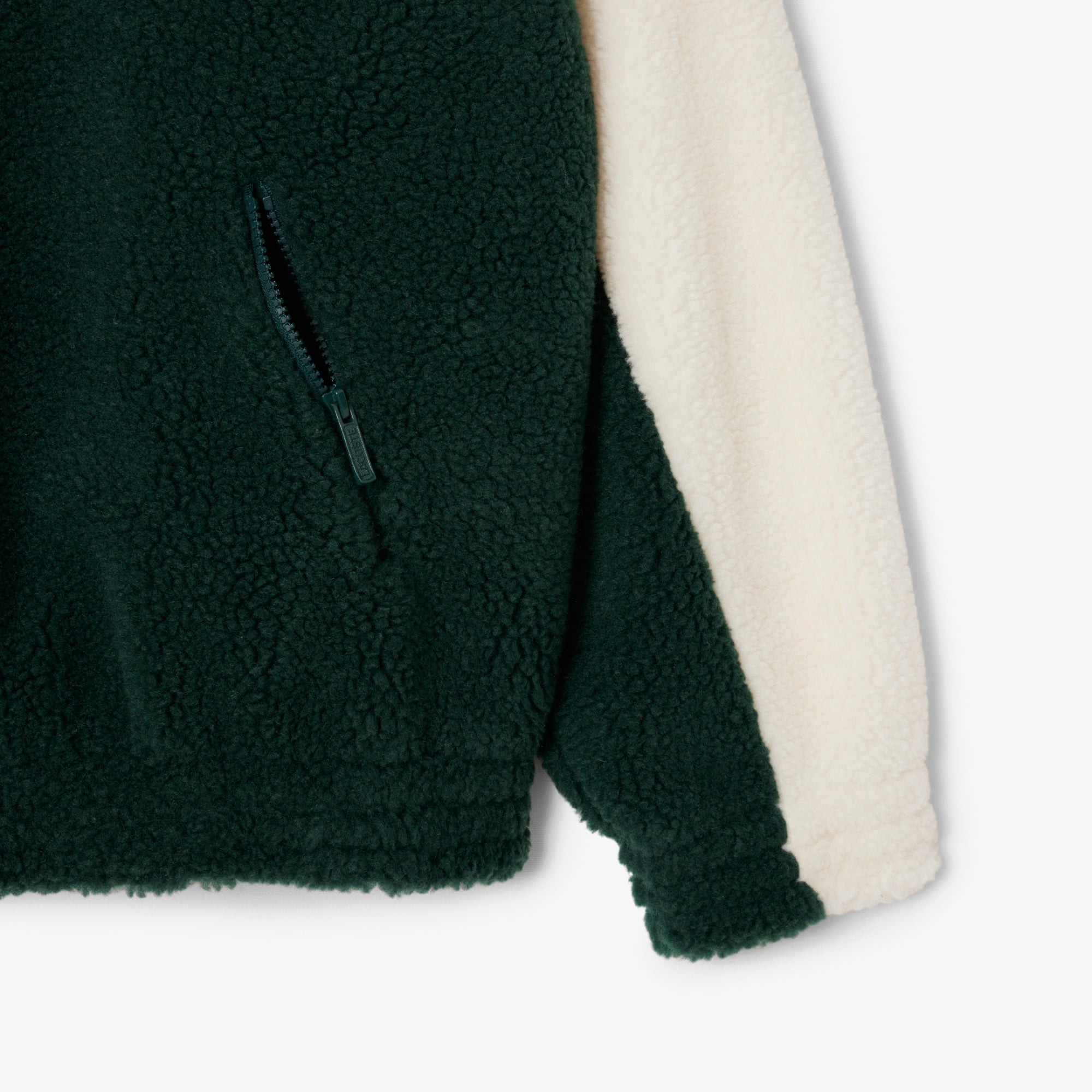 Women's High-Neck Oversized Fleece Sweatshirt - Green / White