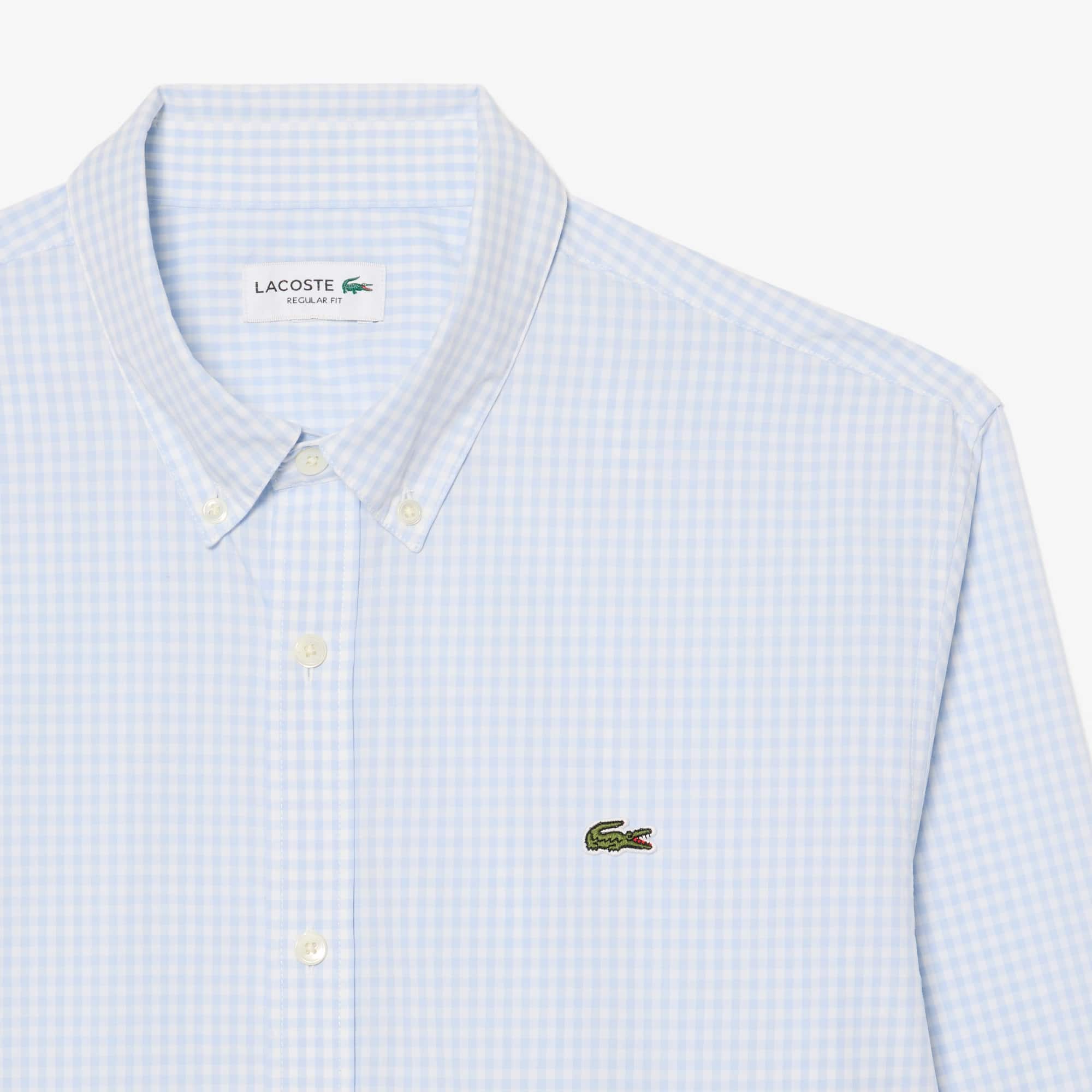 Regular Fit Plaid Poplin Shirt - White / Light Blue