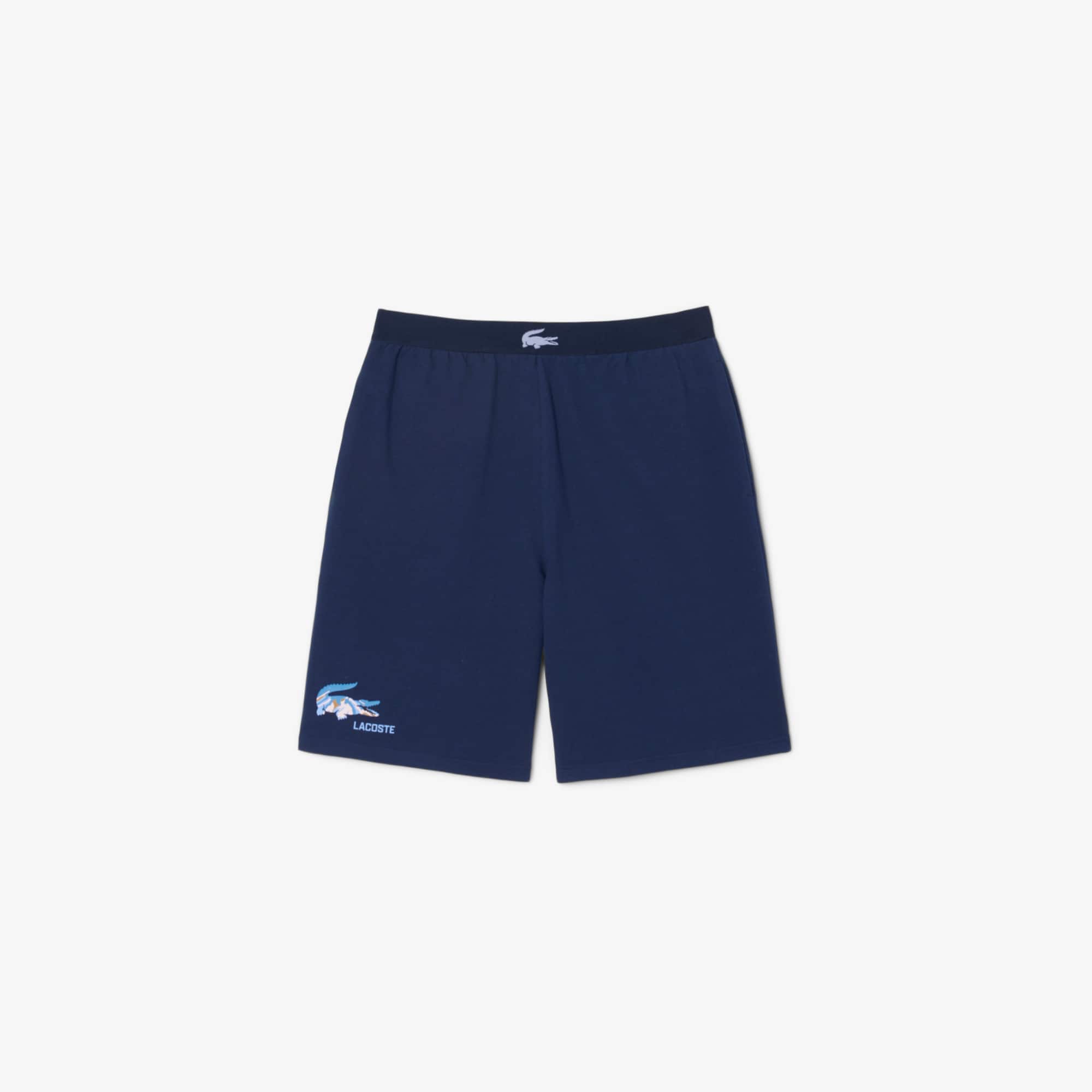 Men's Straight Fit Fleece Loungewear Shorts - Navy Blue / Purple