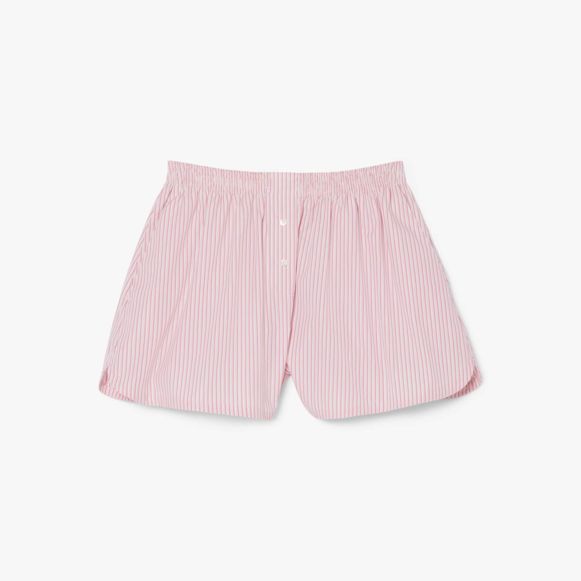 Women's Relaxed Fit Lightweight Striped Poplin Shorts - Pink / Light Pink / White