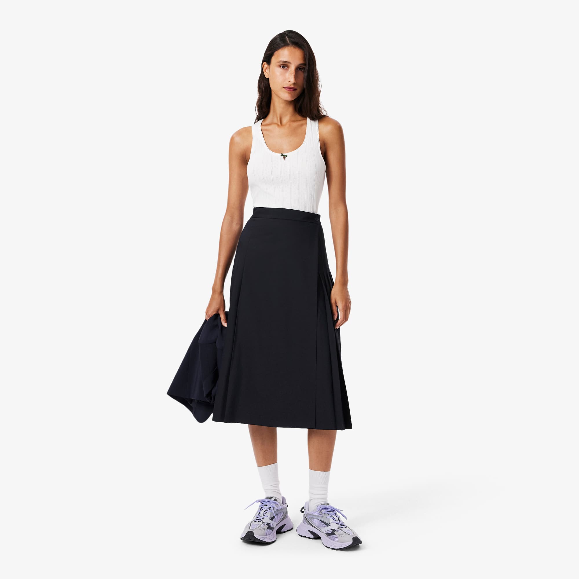 Women's Pleated Wool Midi Wrap Skirt - Abysm blue