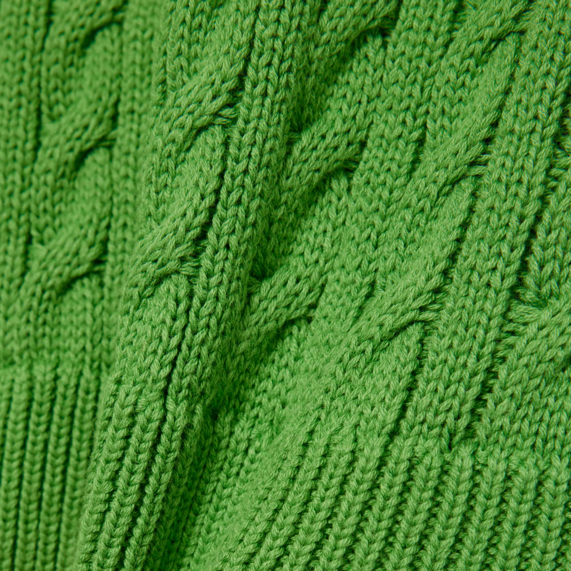 Men's Cable Knit Cotton Sweater - Vert / Blanc