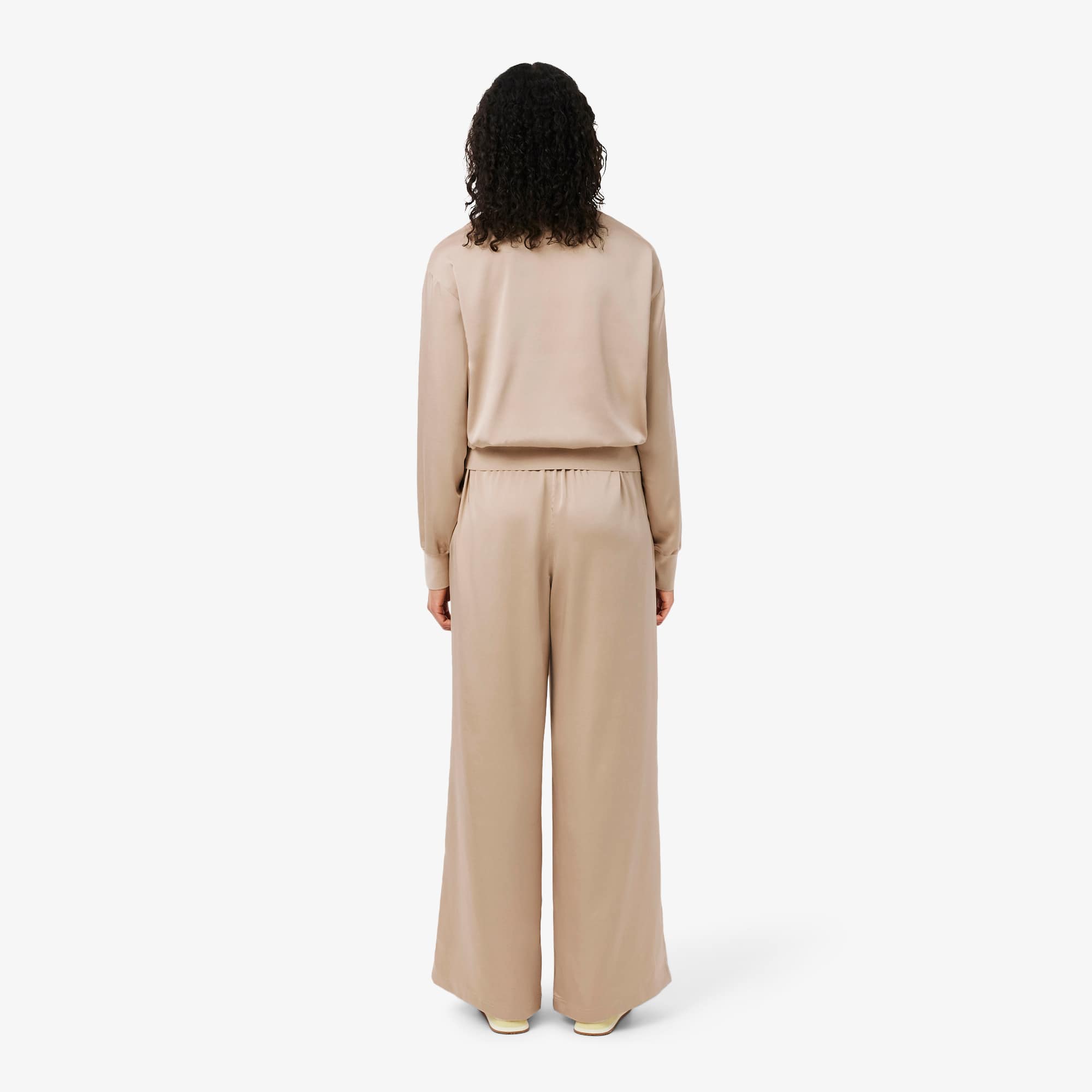 Oversized Elasticated Satin Pants - Beige