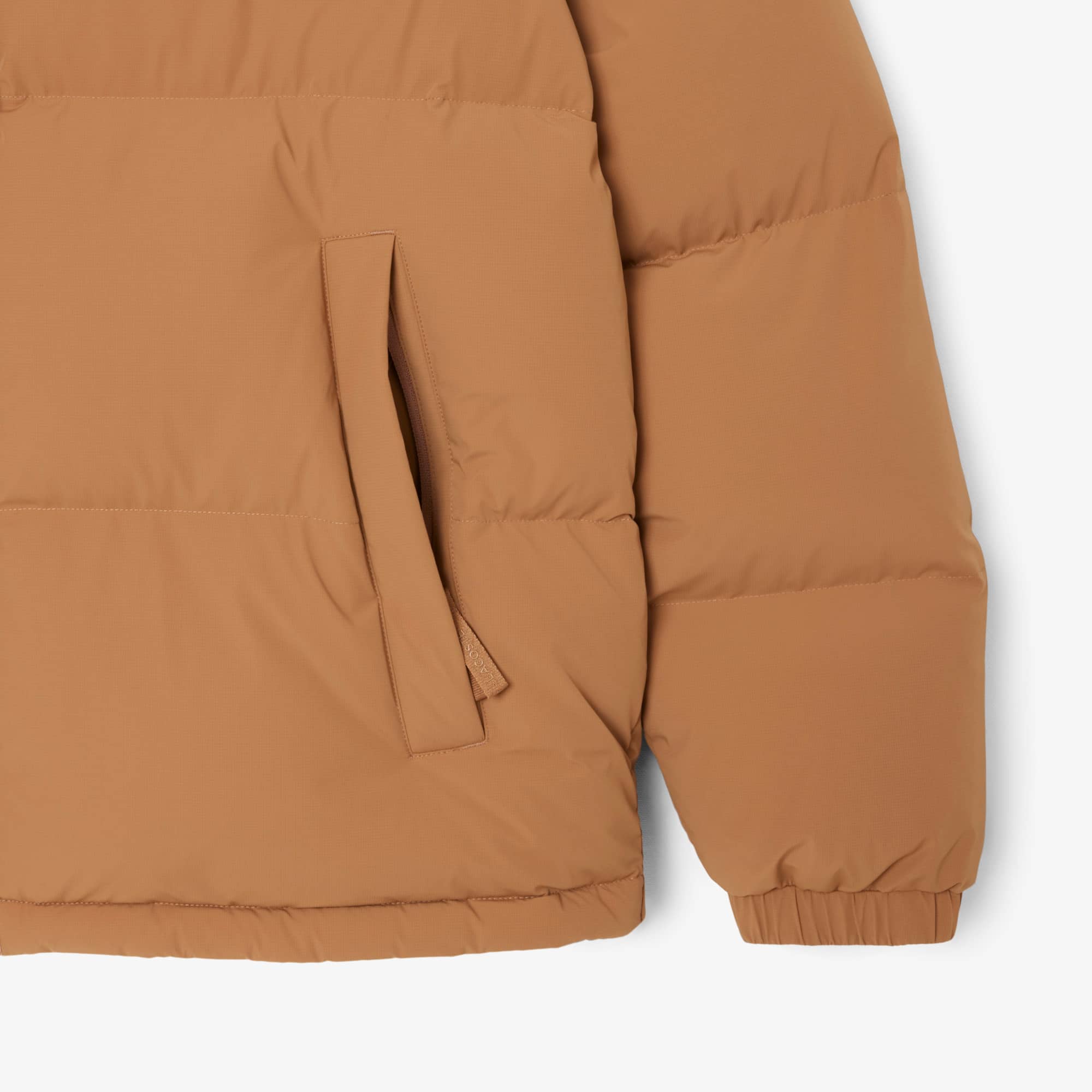 Men's Water-Repellent Hooded Down Jacket - Light Brown