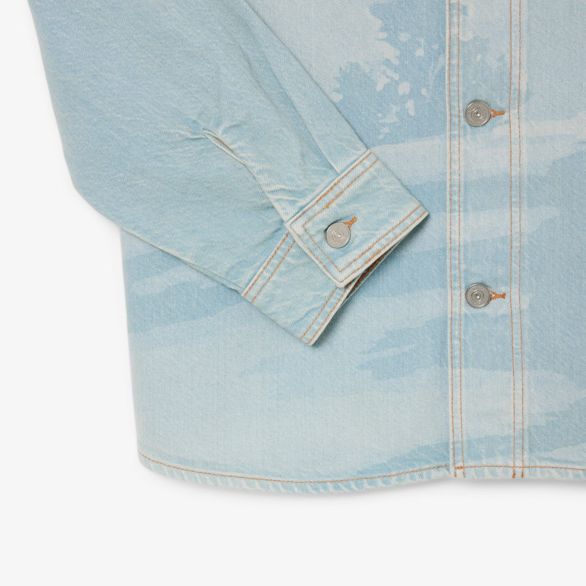 Men's Landscape Motif Denim Overshirt - Blue