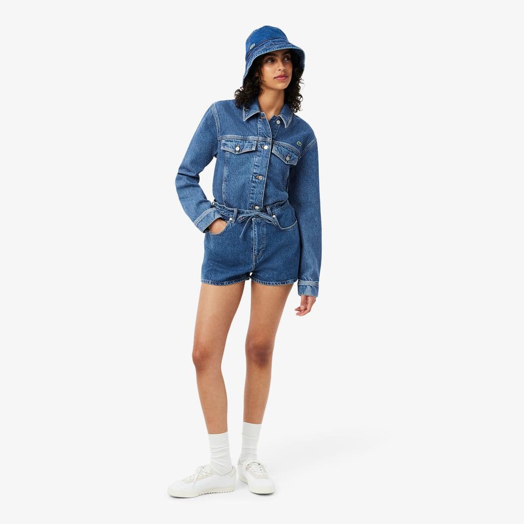 Cotton Denim Shorts - Blue Chine