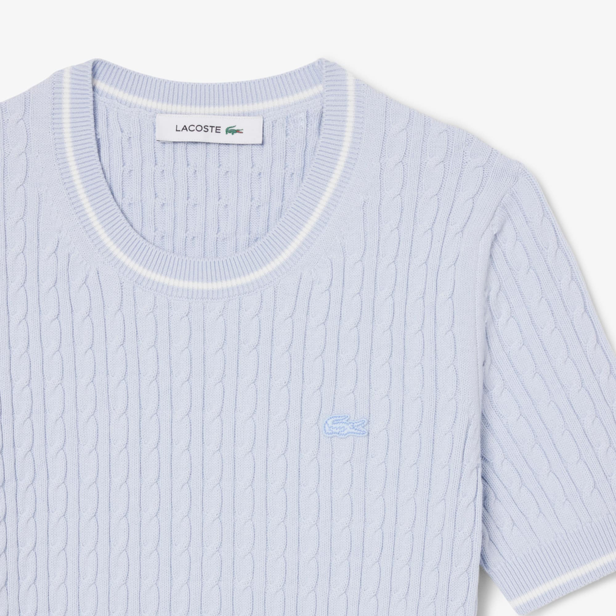 Short Sleeved Cable Knit Sweater - Phoenix blue