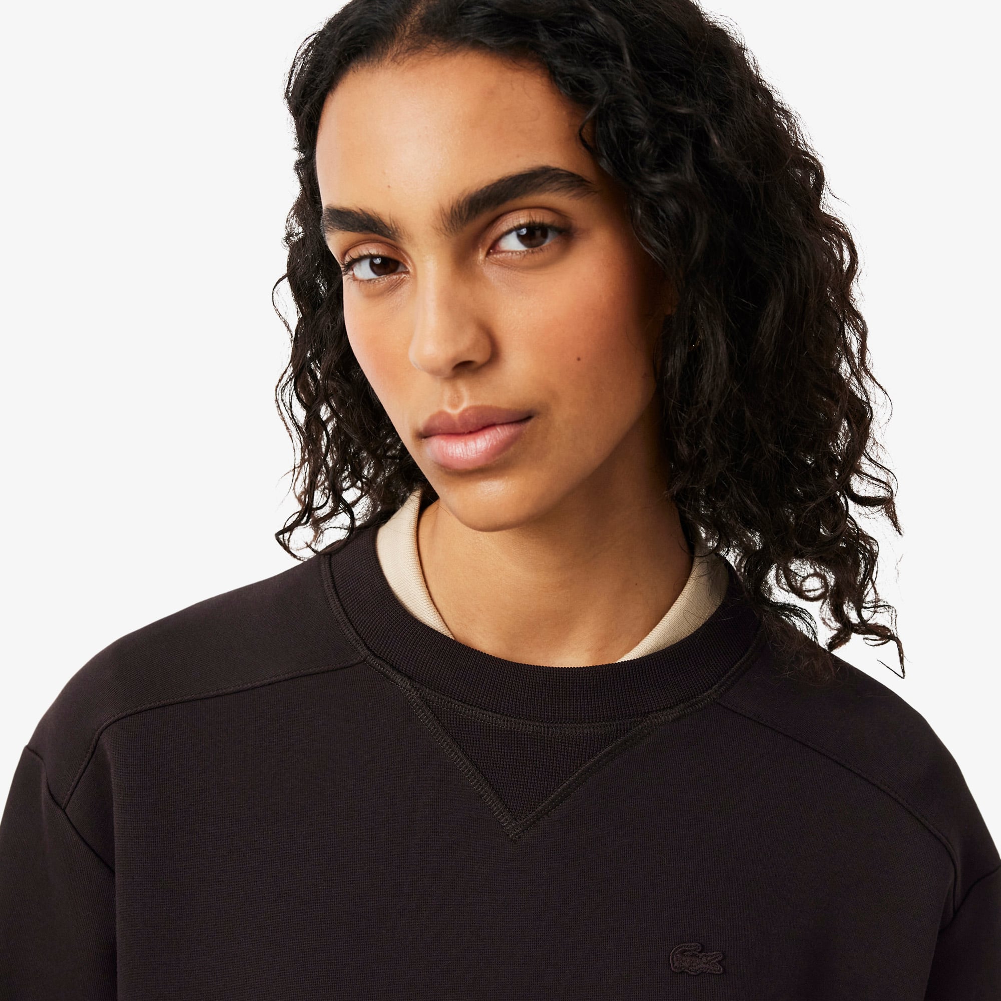 Oversized Cotton Sweatshirt Dress - Brown